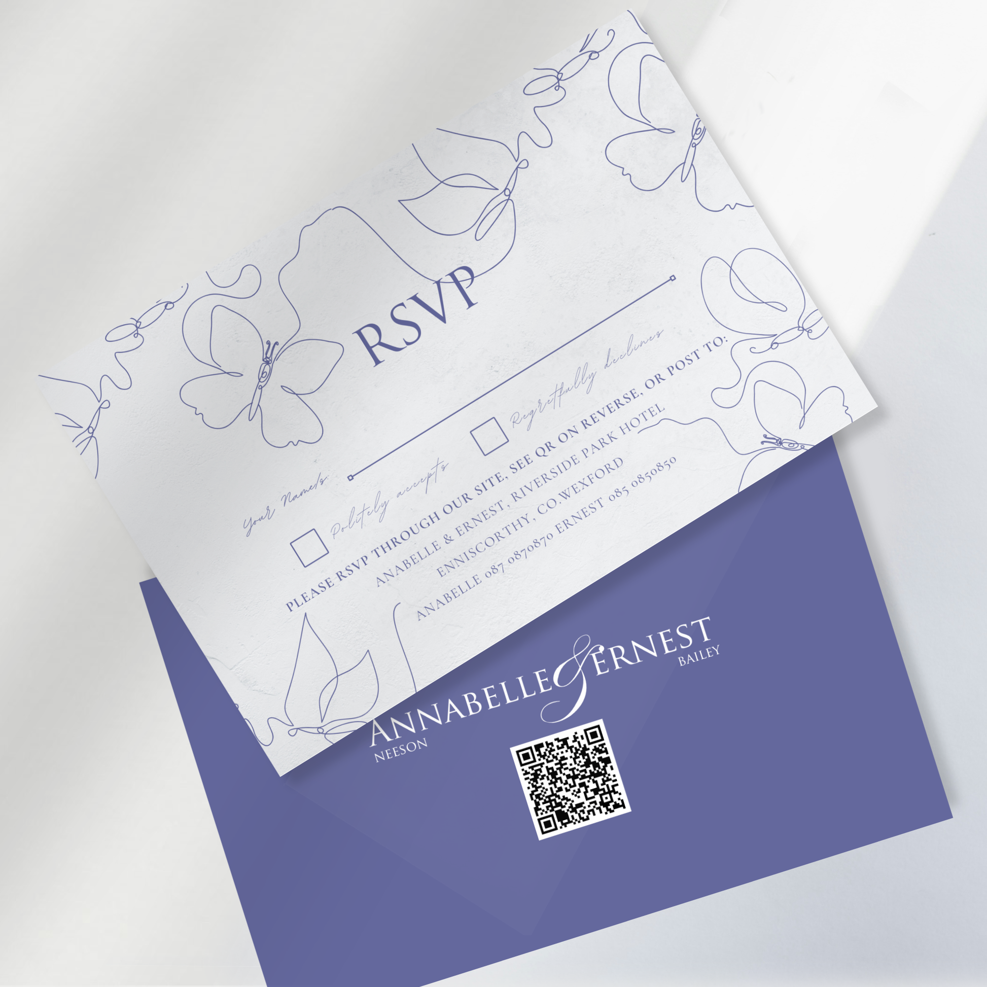 Midnight Bloom Line Art Wedding Invitation Suite – Canva Template