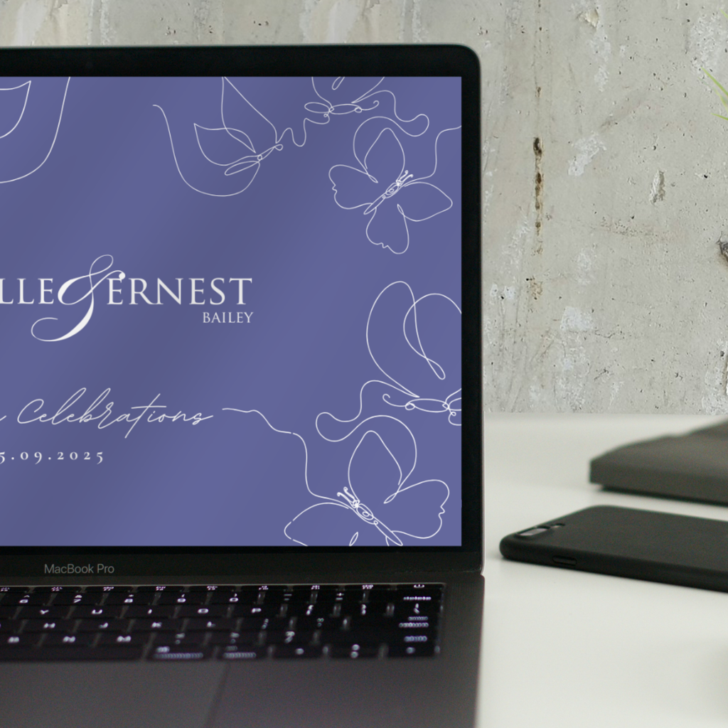 Midnight Bloom Line Art Wedding Invitation Suite – Canva Template