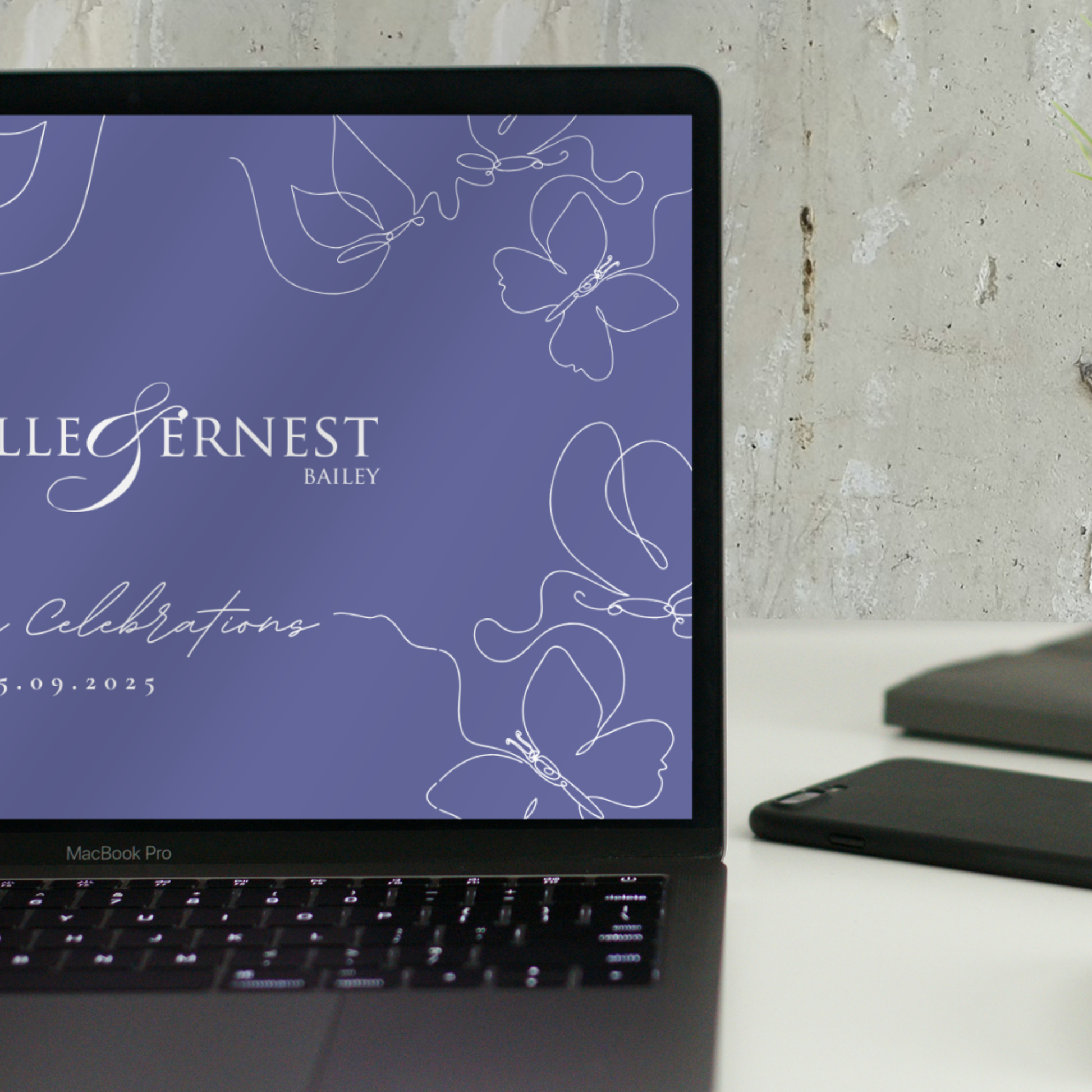 Midnight Bloom Line Art Wedding Invitation Suite – Canva Template