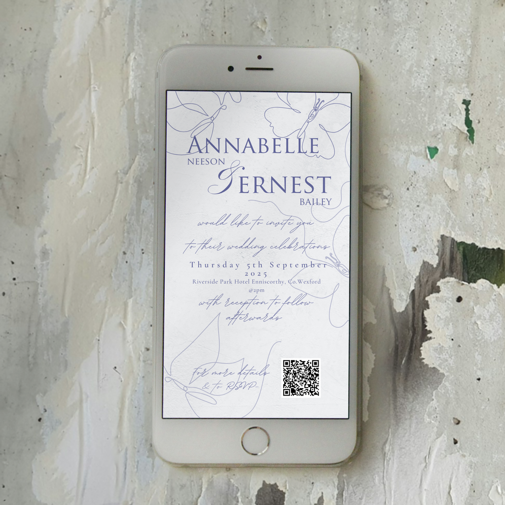 Midnight Bloom Line Art Wedding Invitation Suite – Canva Template