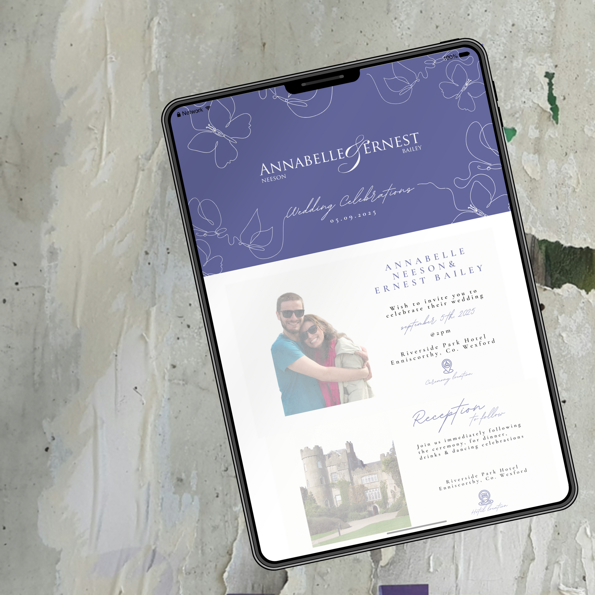 Midnight Bloom Line Art Wedding Invitation Suite – Canva Template