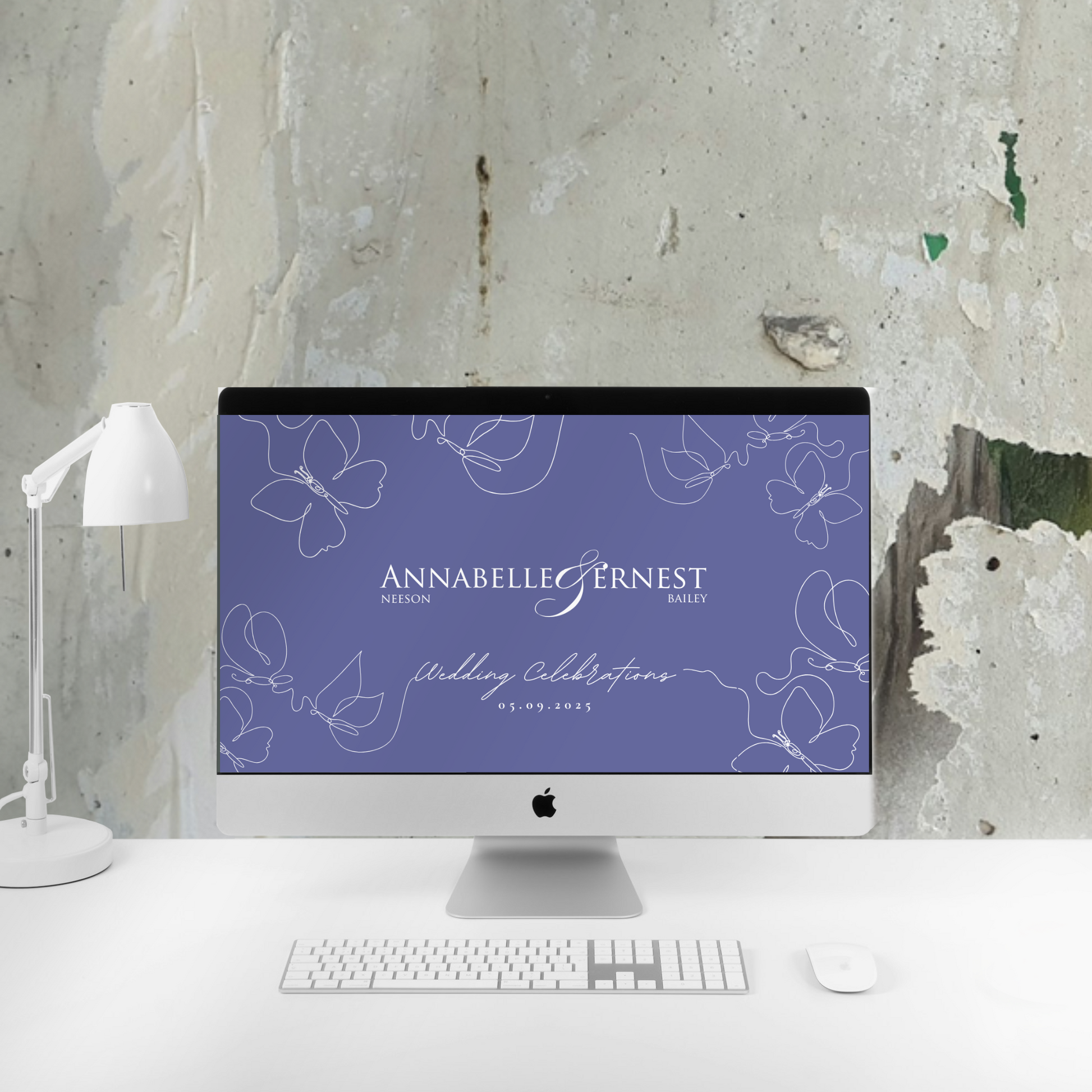 Midnight Bloom Line Art Wedding Invitation Suite – Canva Template