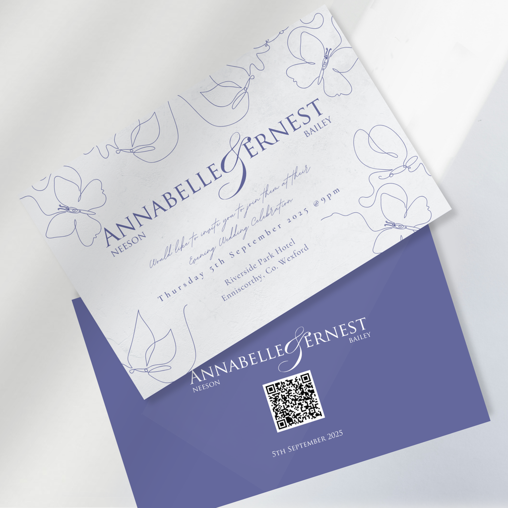 Midnight Bloom Line Art Wedding Invitation Suite – Canva Template