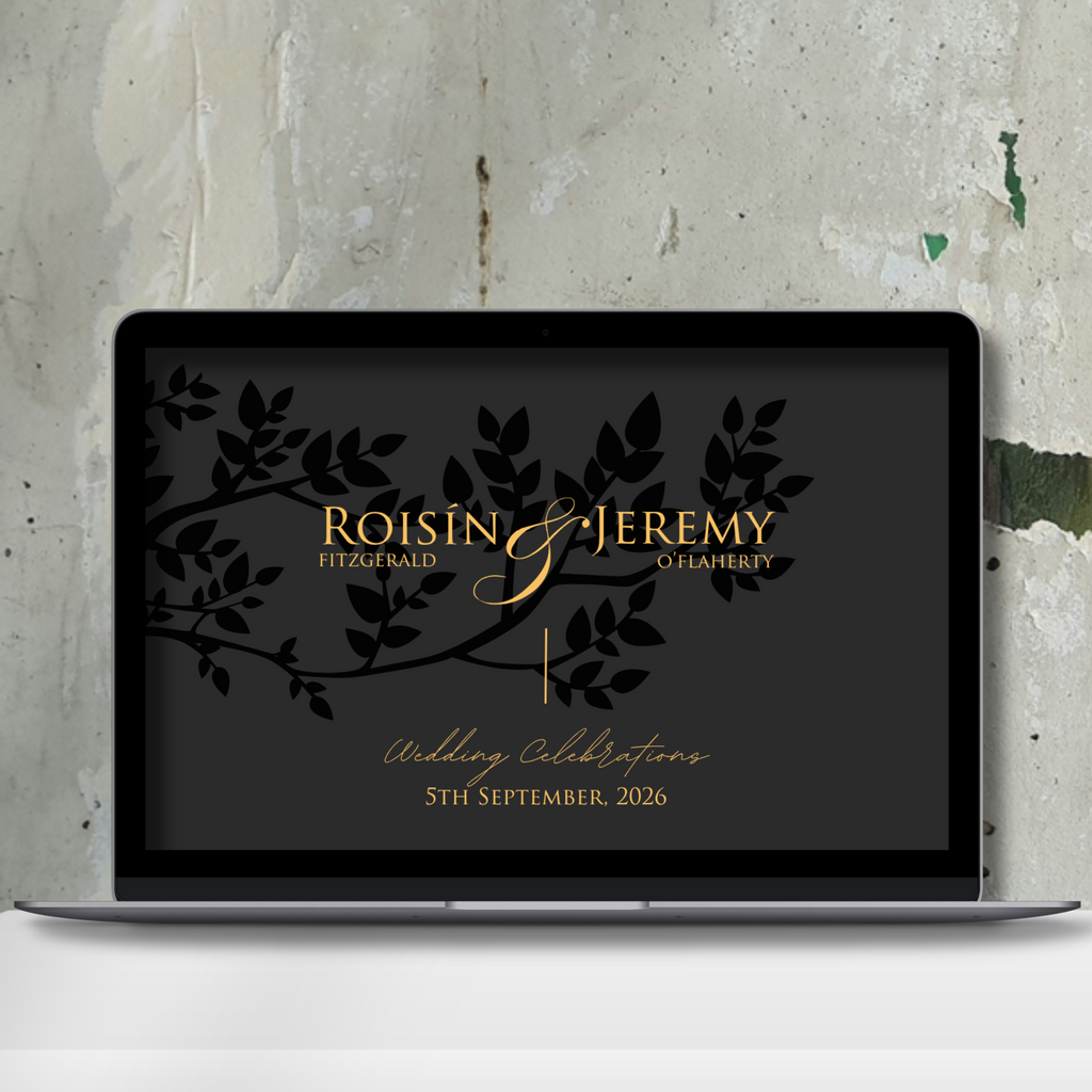 Midnight Botanical Wedding Invitation Suite – Canva Template