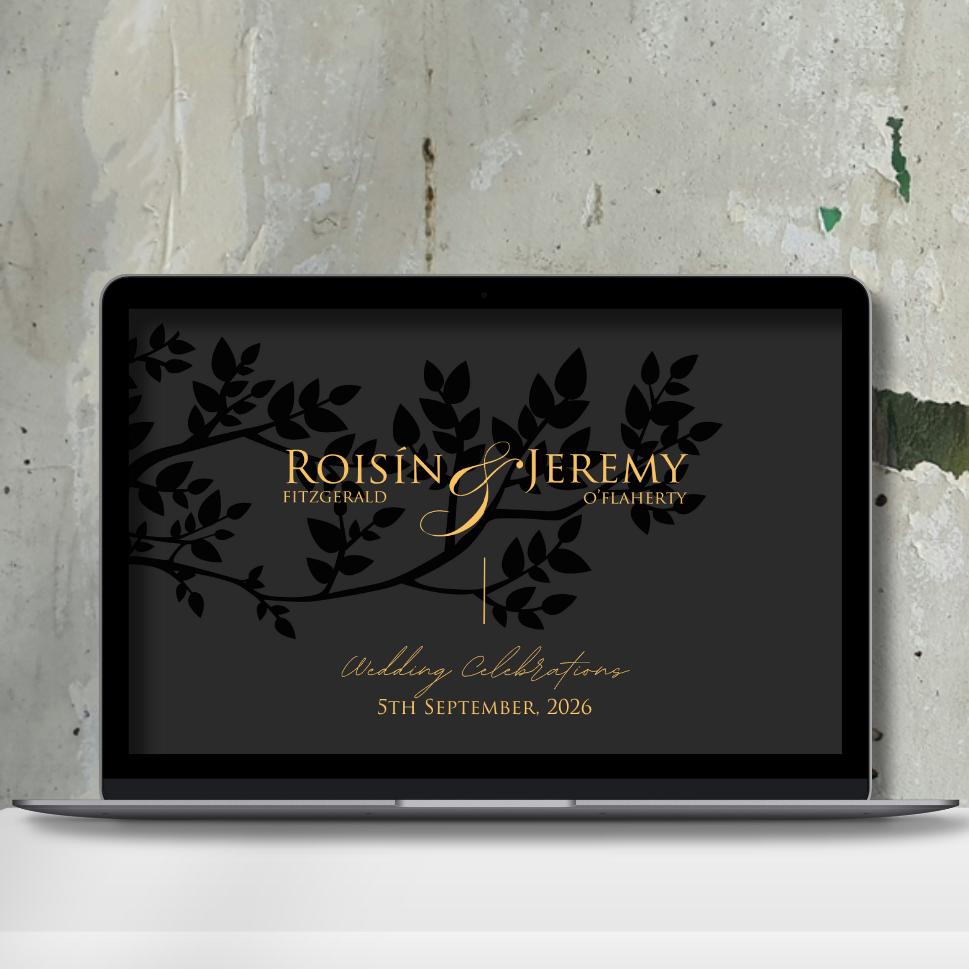 Midnight Botanical Wedding Invitation Suite – Canva Template