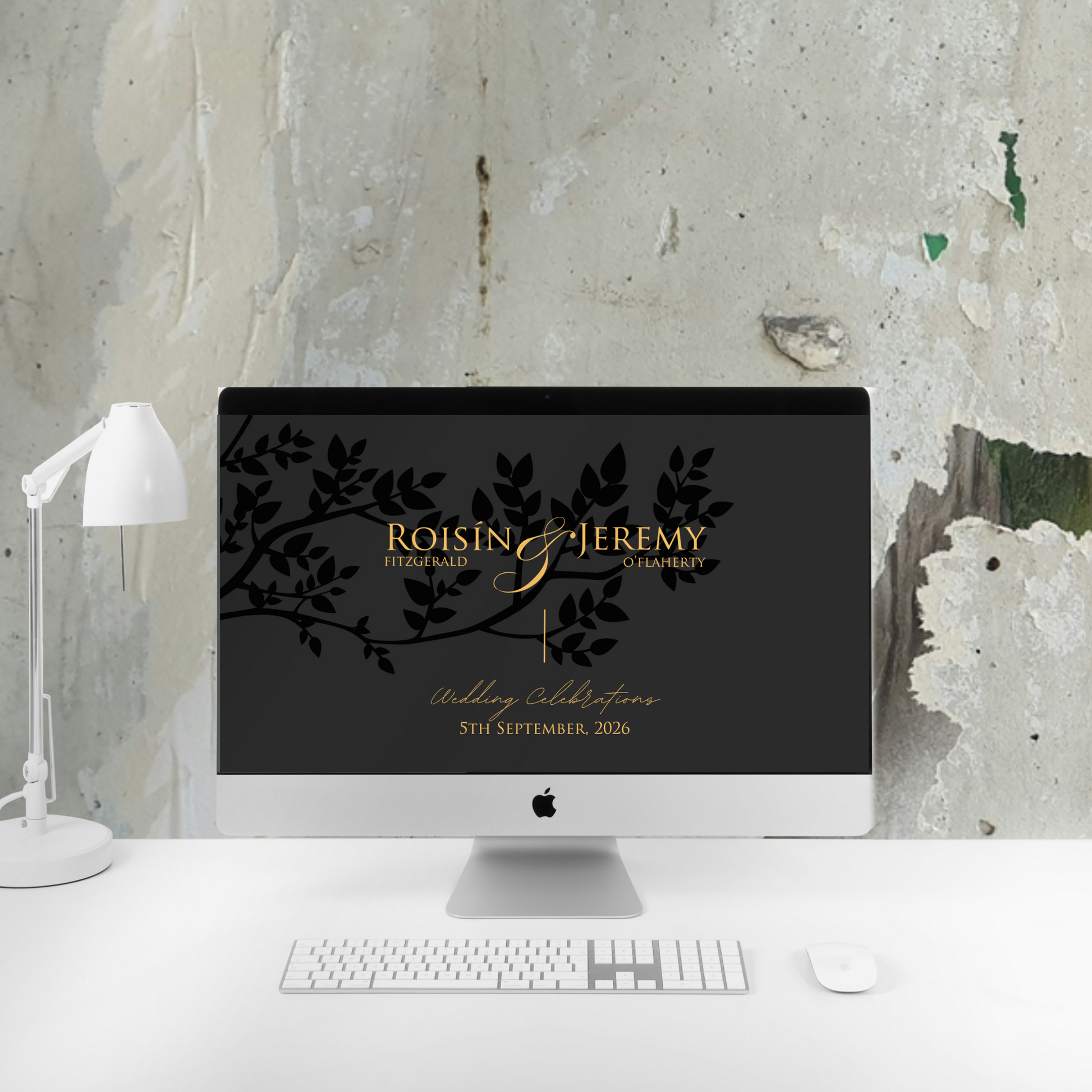Midnight Botanical Wedding Invitation Suite – Canva Template