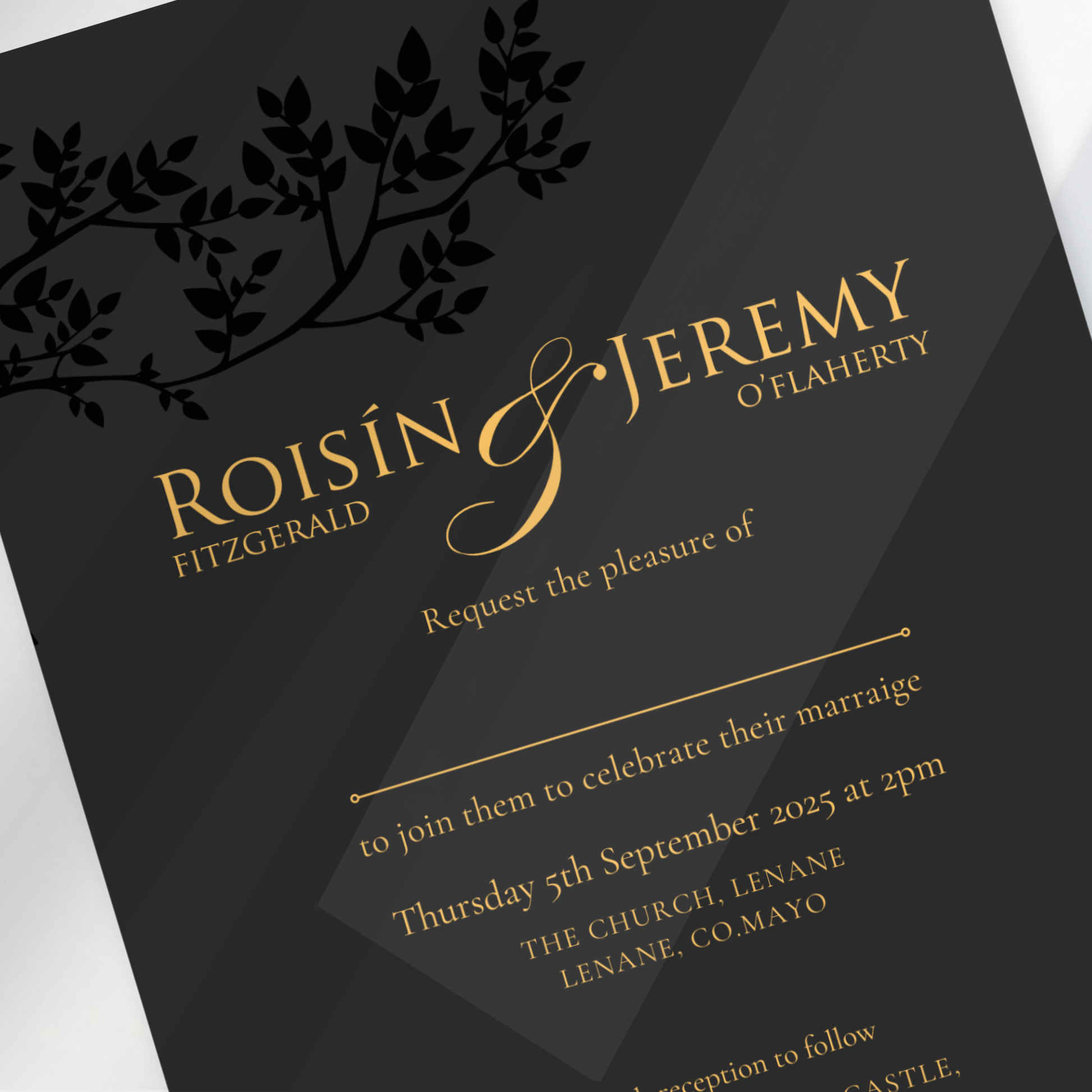 Midnight Botanical Wedding Invitation Suite (Print-Ready PDF Files)