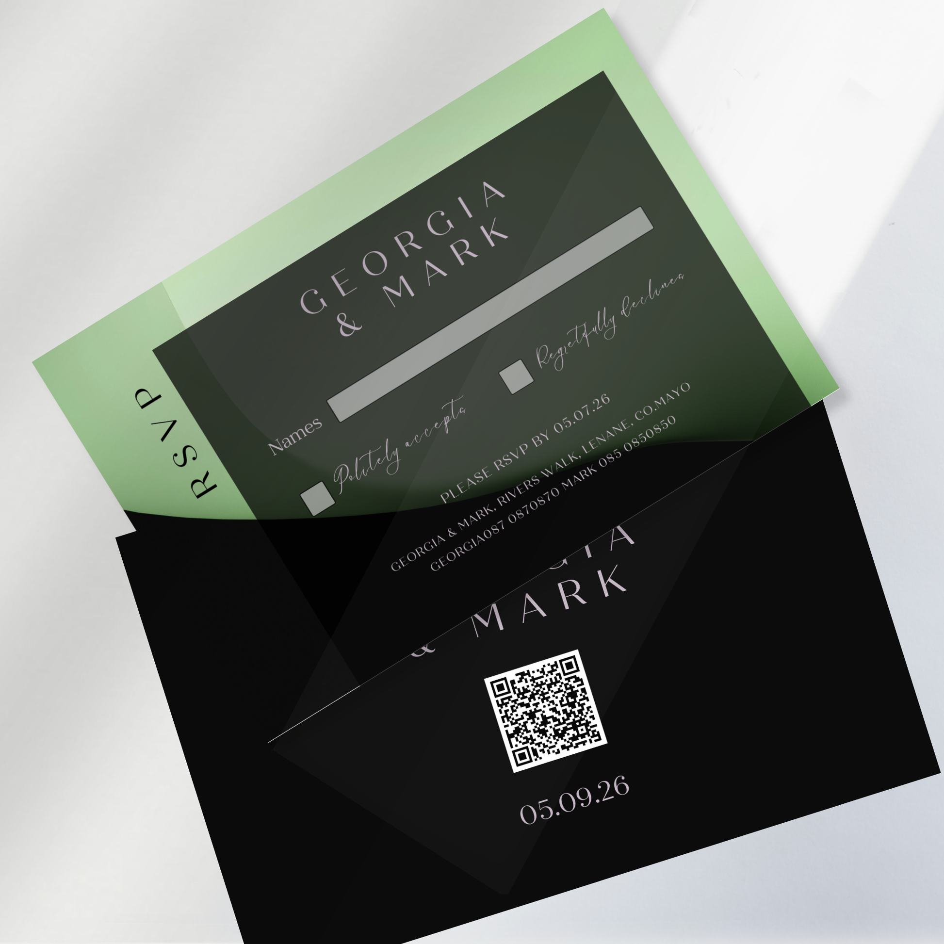 Midnight Mint Modern Wedding Invitation Suite – Canva Template