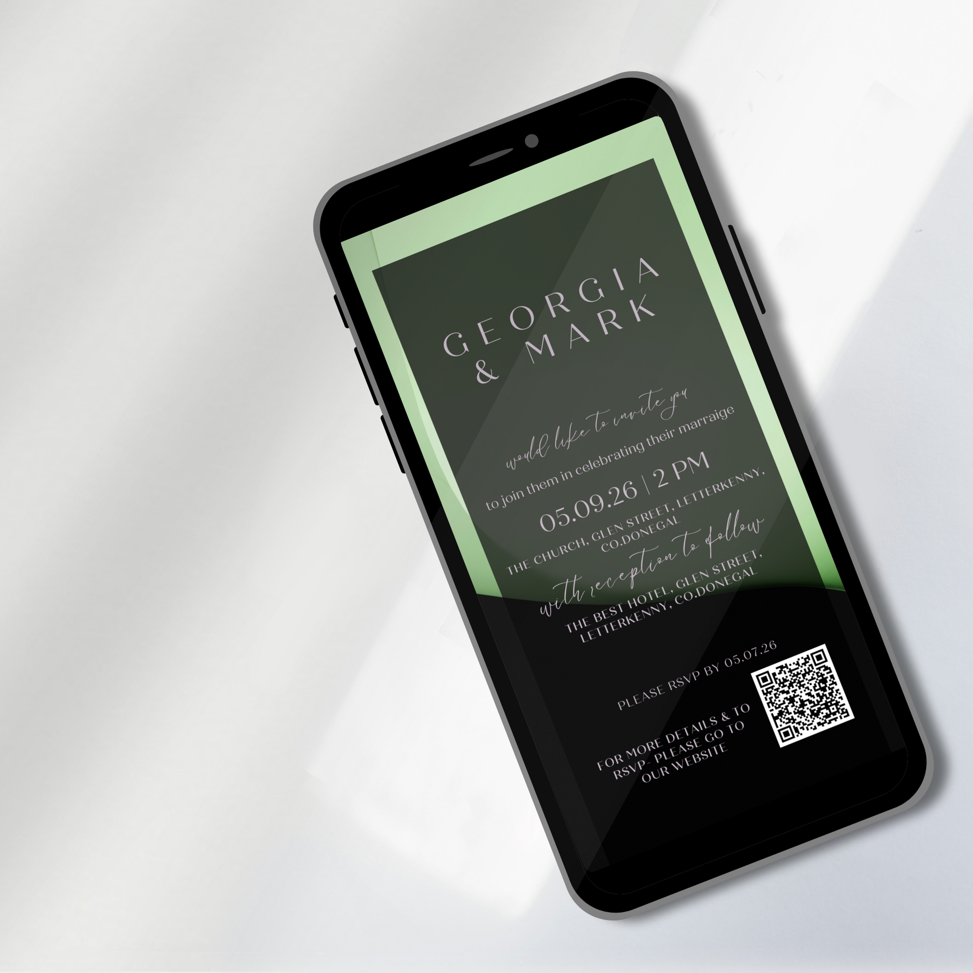 Midnight Mint Modern Wedding Invitation Suite – Canva Template