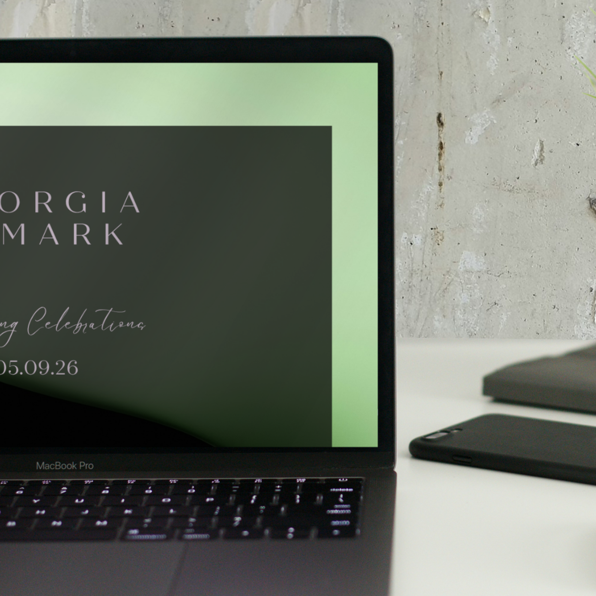 Midnight Mint Modern Wedding Invitation Suite – Canva Template