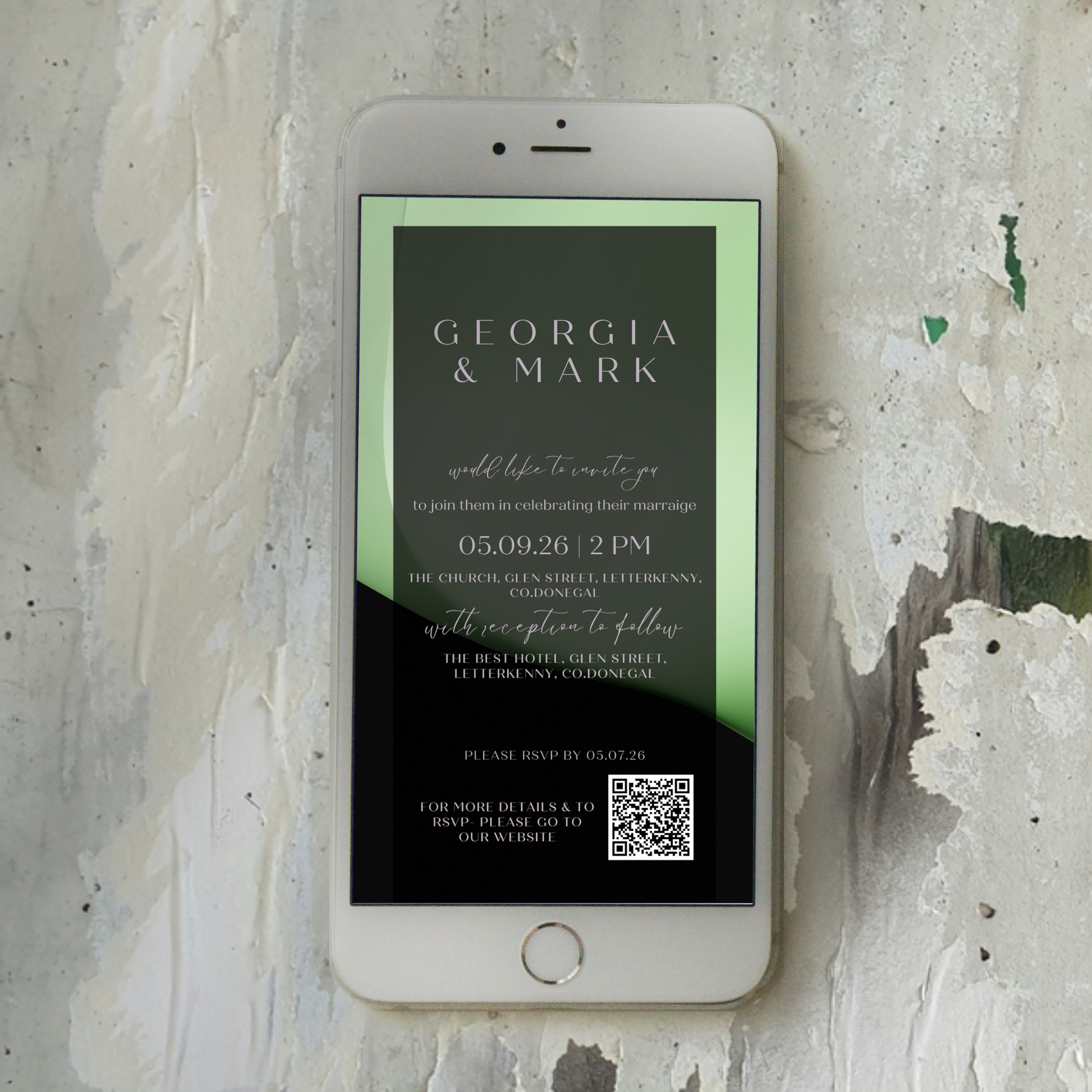 Midnight Mint Modern Wedding Invitation Suite – Canva Template