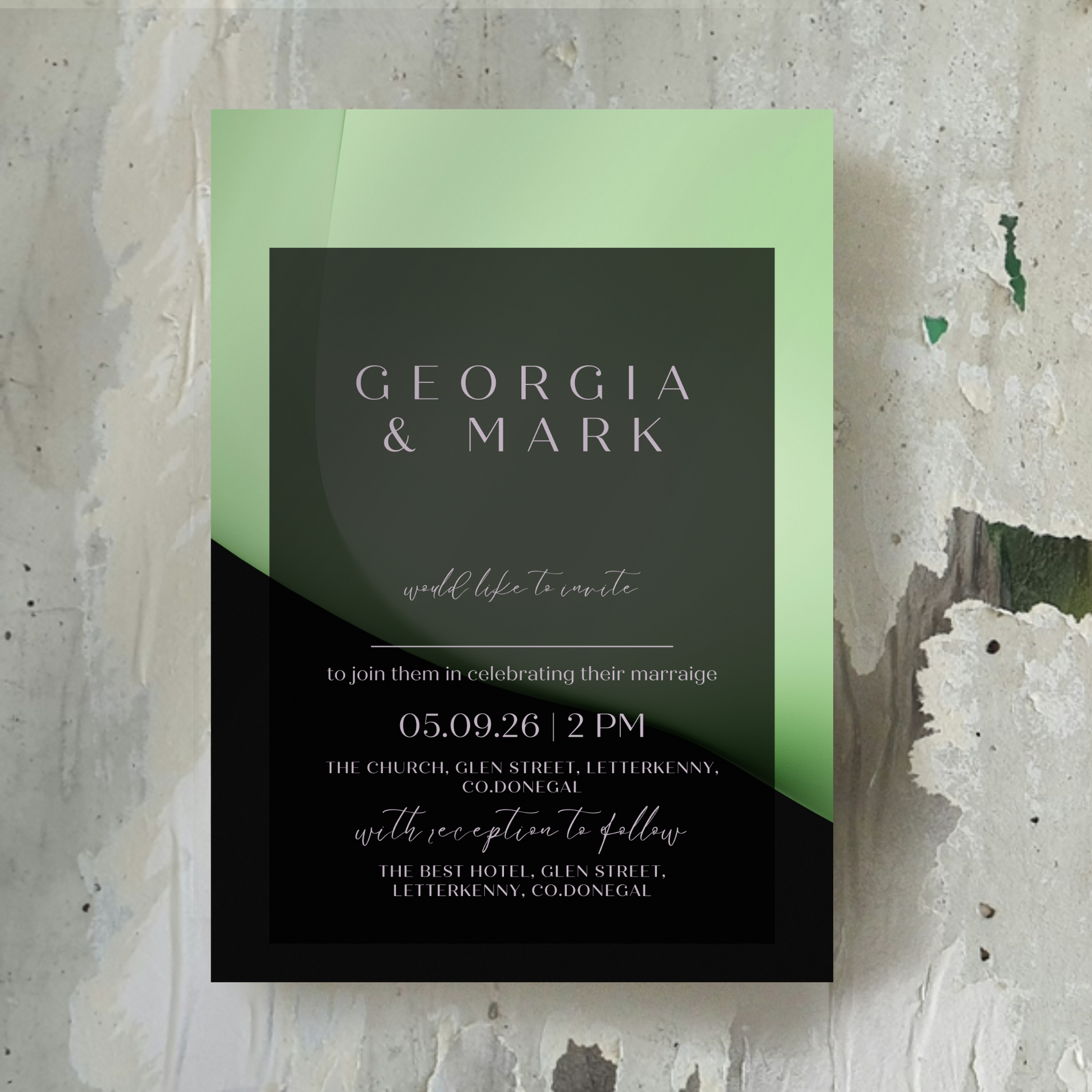 Midnight Mint Modern Wedding Invitation Suite (Print-Ready PDF Files)
