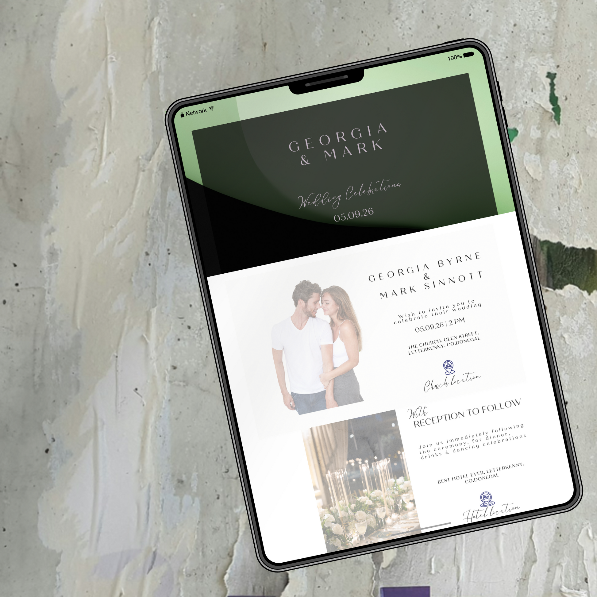Midnight Mint Modern Wedding Invitation Suite – Canva Template