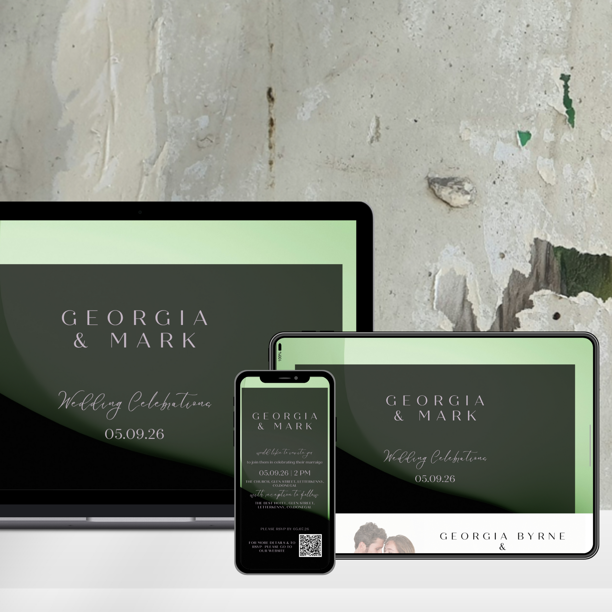 Midnight Mint Modern Wedding Invitation Suite – Canva Template