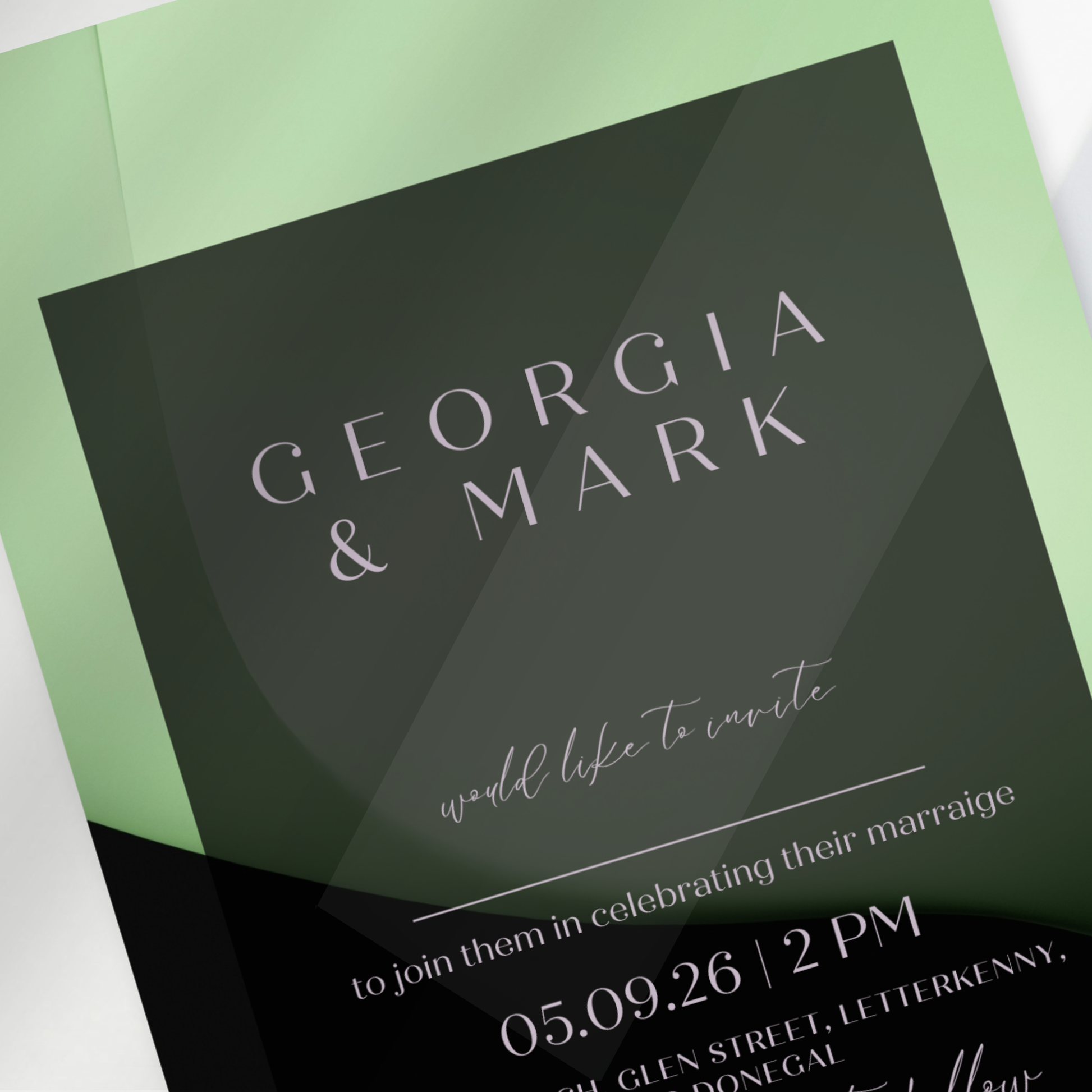 Midnight Mint Modern Wedding Invitation Suite (Print-Ready PDF Files)