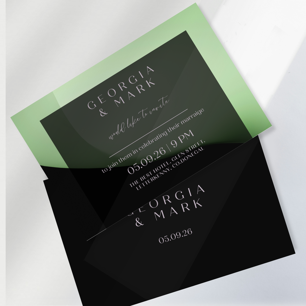 Midnight Mint Modern Wedding Invitation Suite (Print-Ready PDF Files)