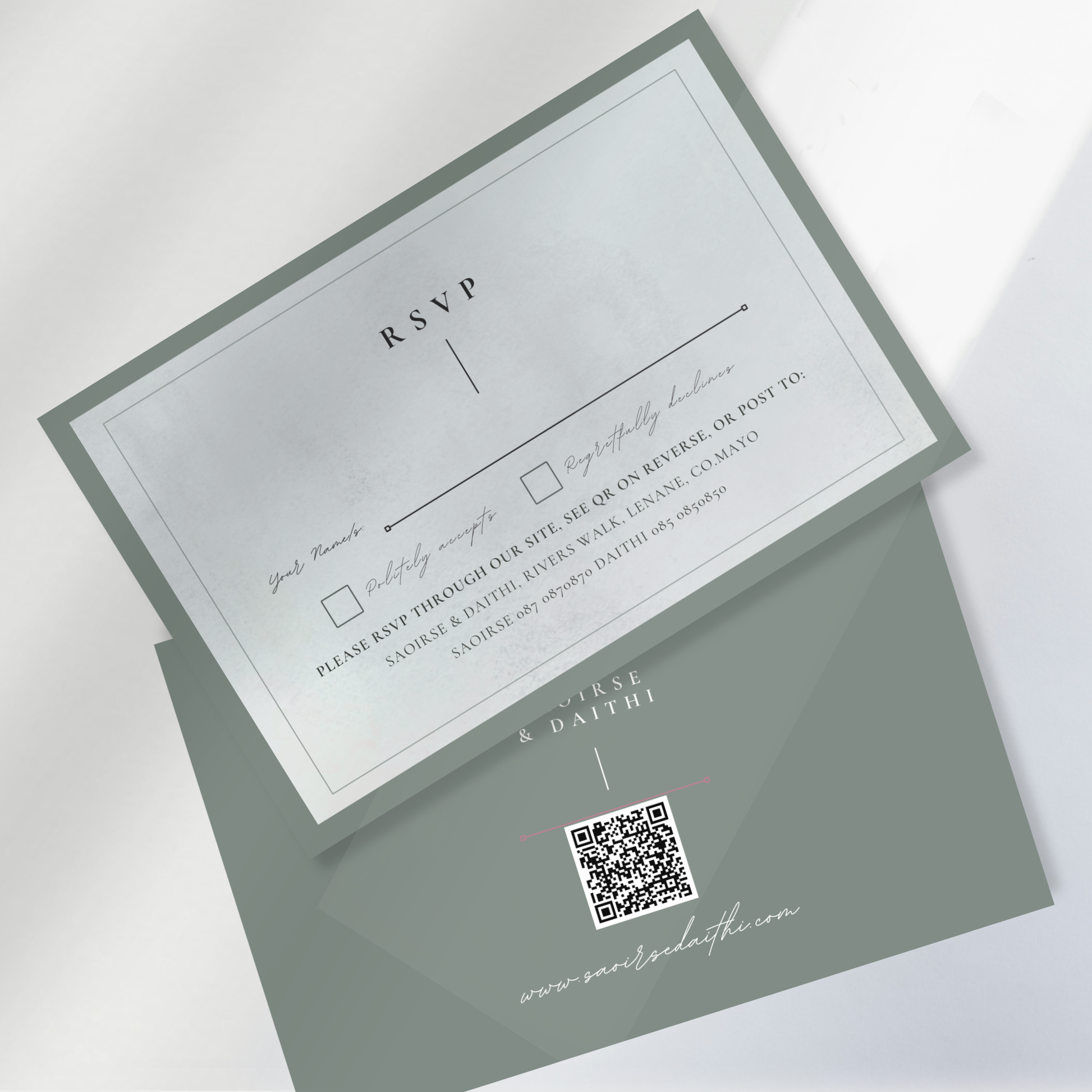 Misty Grey Minimal Wedding Invitation Suite – Canva Template