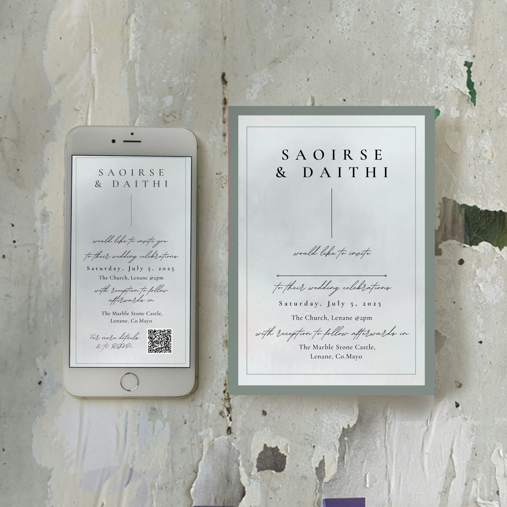 Misty Grey Minimal Wedding Invitation Suite – Canva Template