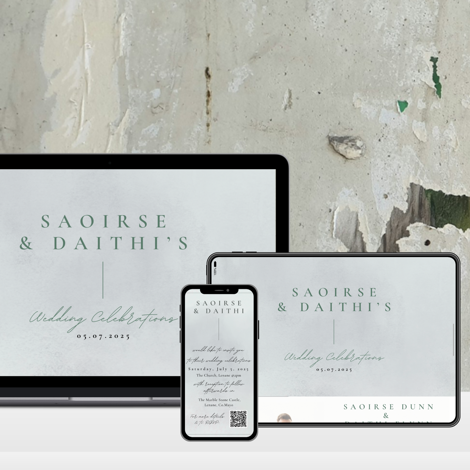 Misty Grey Minimal Wedding Invitation Suite – Canva Template