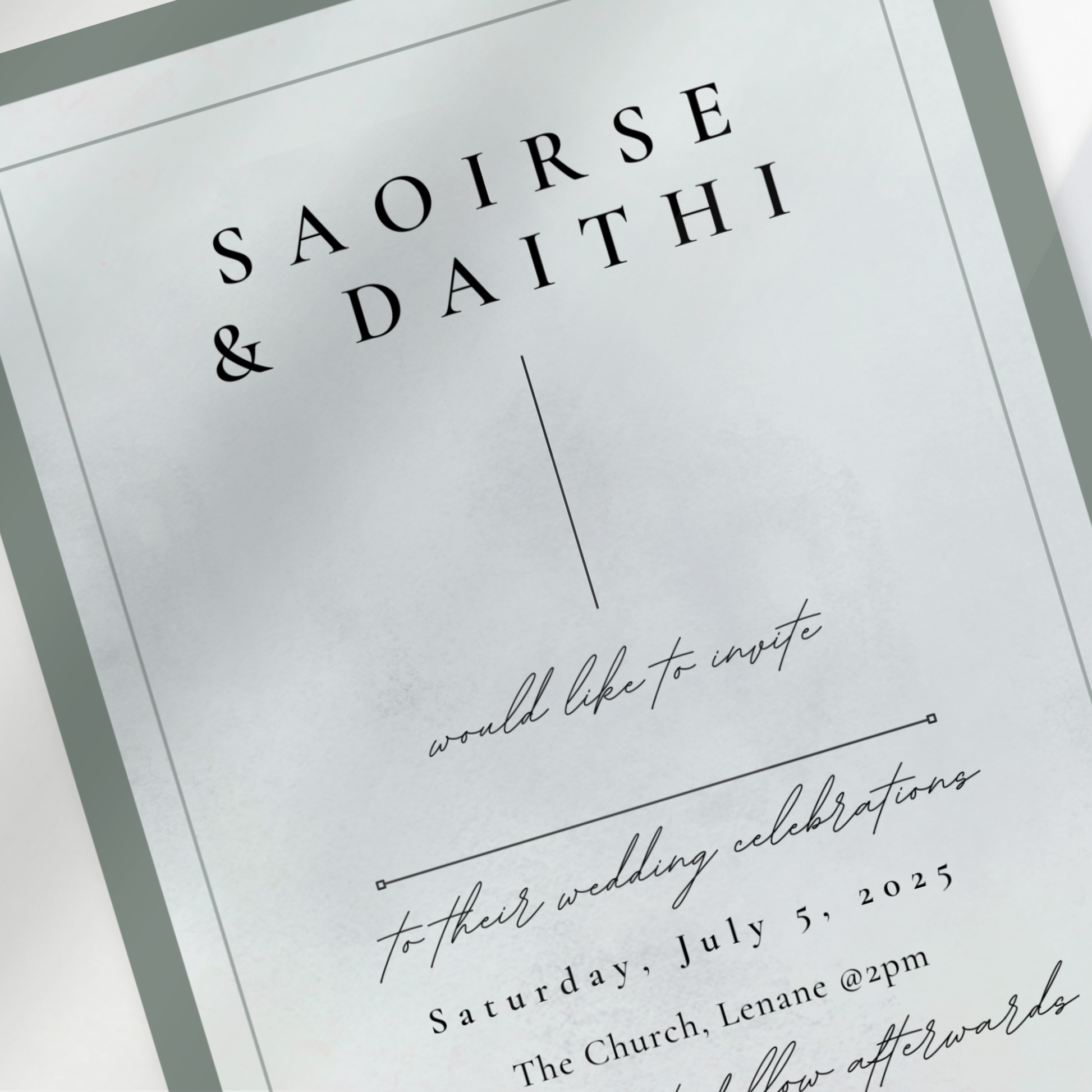 Misty Grey Minimal Wedding Invitation Suite (Print-Ready PDF Files)