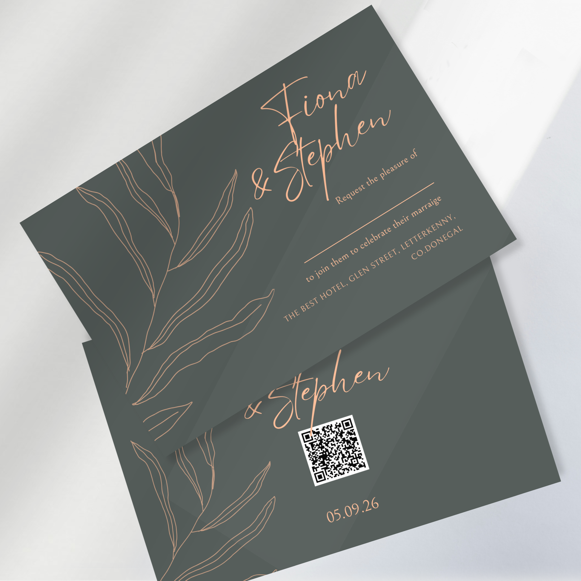 Sage Botanica Minimal Wedding Invitation Suite – Canva Template
