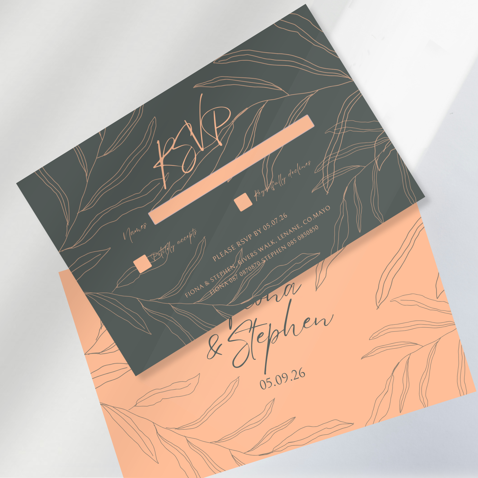 Sage Botanica Minimal Wedding Invitation Suite (Print-Ready PDF Files)