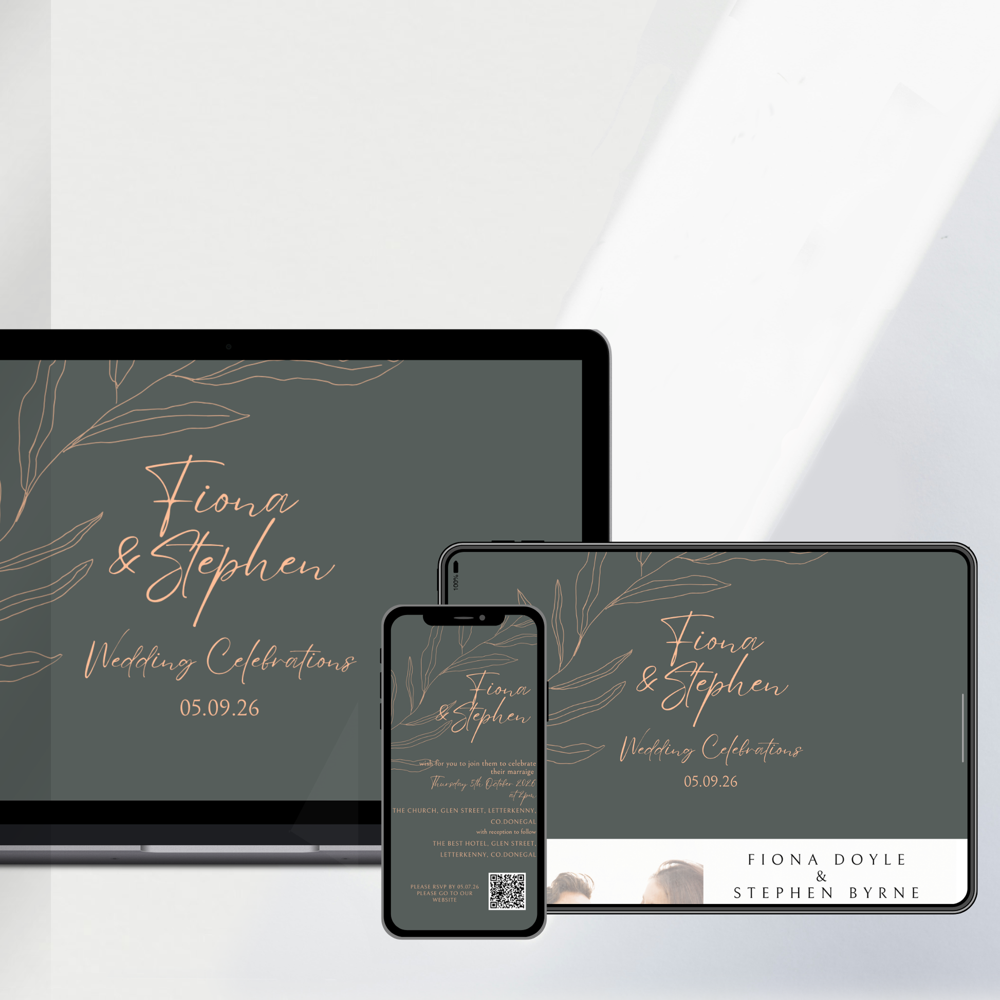 Sage Botanica Minimal Wedding Invitation Suite – Canva Template