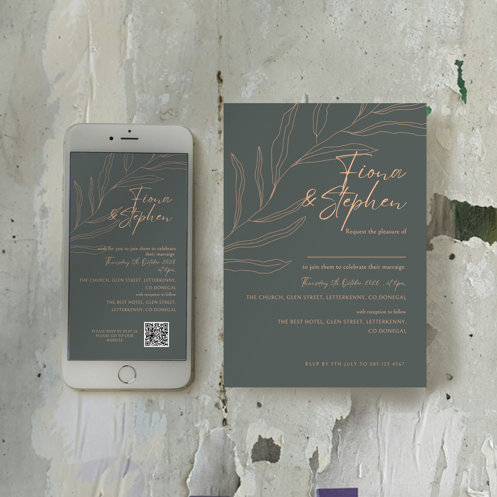Sage Botanica Minimal Wedding Invitation Suite – Canva Template