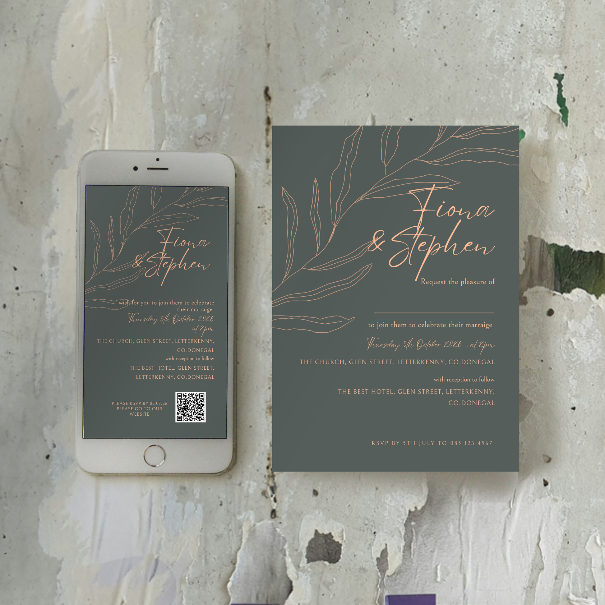 Sage Botanica Minimal Wedding Invitation Suite – Canva Template