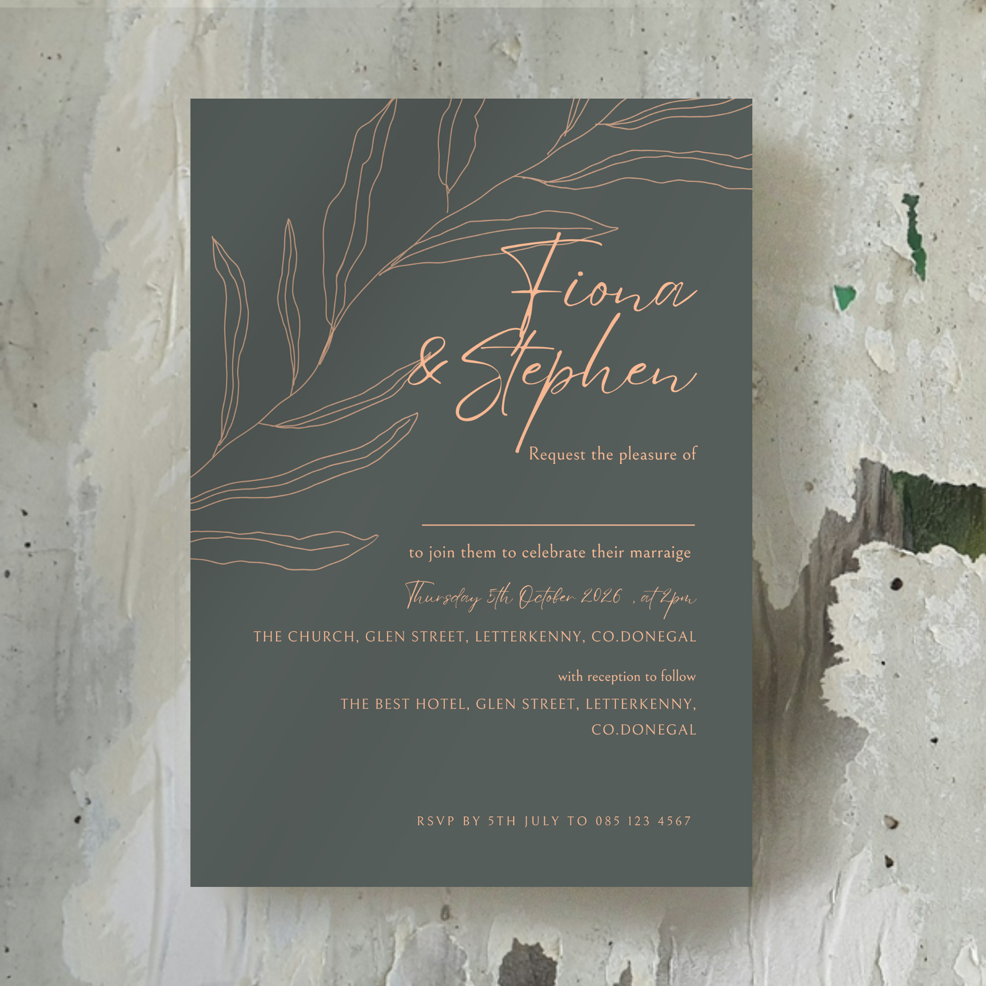 Sage Botanica Minimal Wedding Invitation Suite (Print-Ready PDF Files)