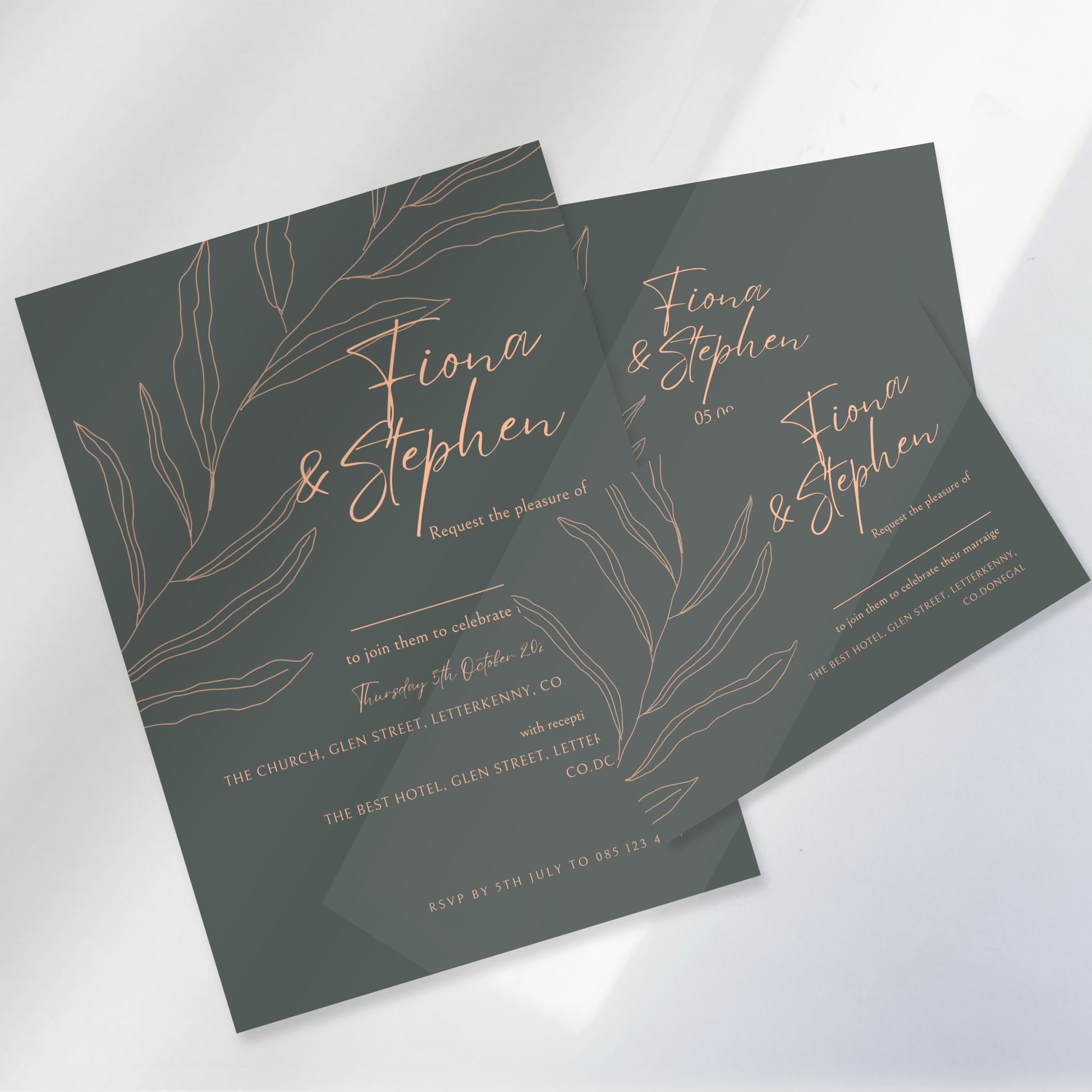 Sage Botanica Minimal Wedding Invitation Suite (Print-Ready PDF Files)