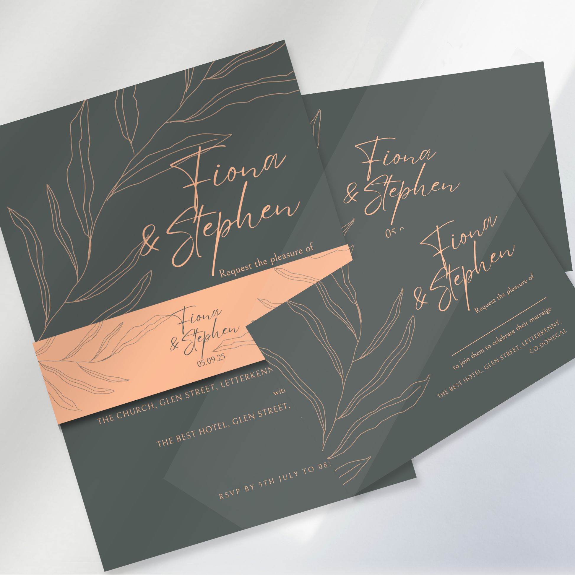 Sage Botanica Minimal Wedding Invitation Suite (Print-Ready PDF Files)
