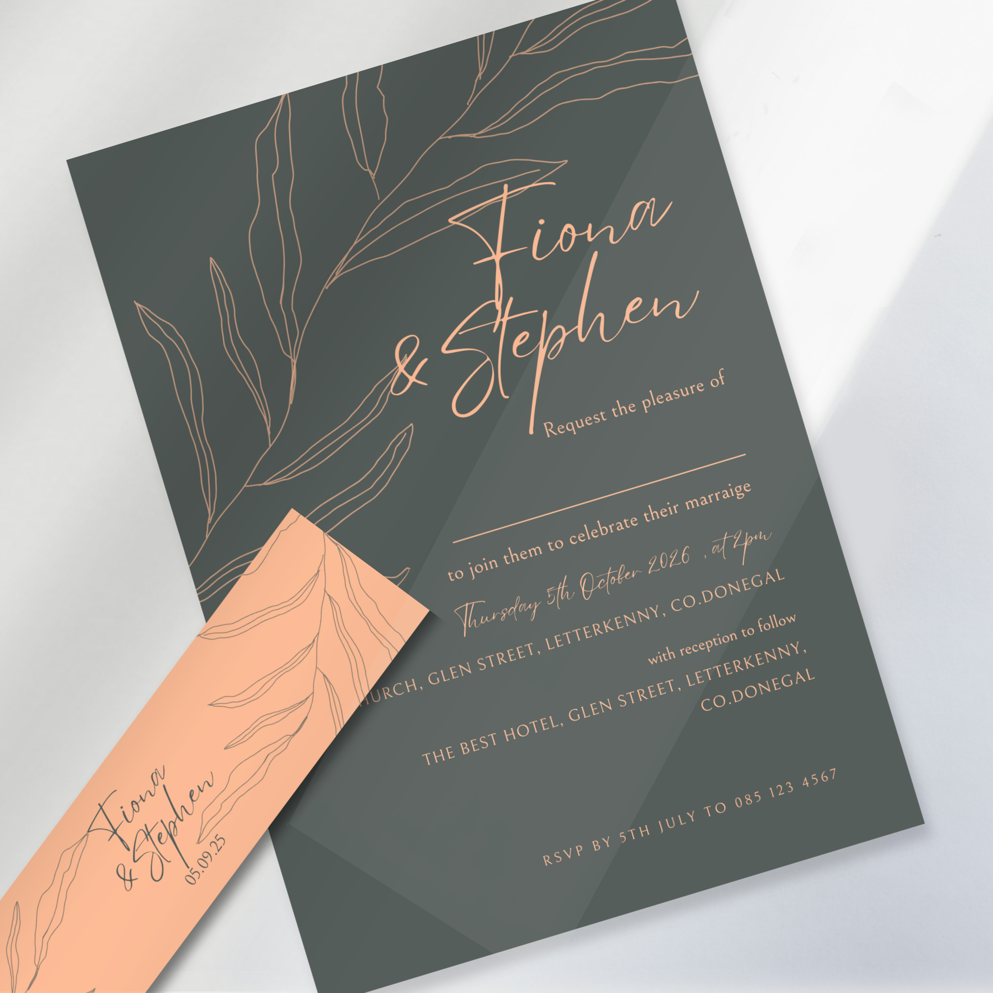 Sage Botanica Minimal Wedding Invitation Suite (Print-Ready PDF Files)