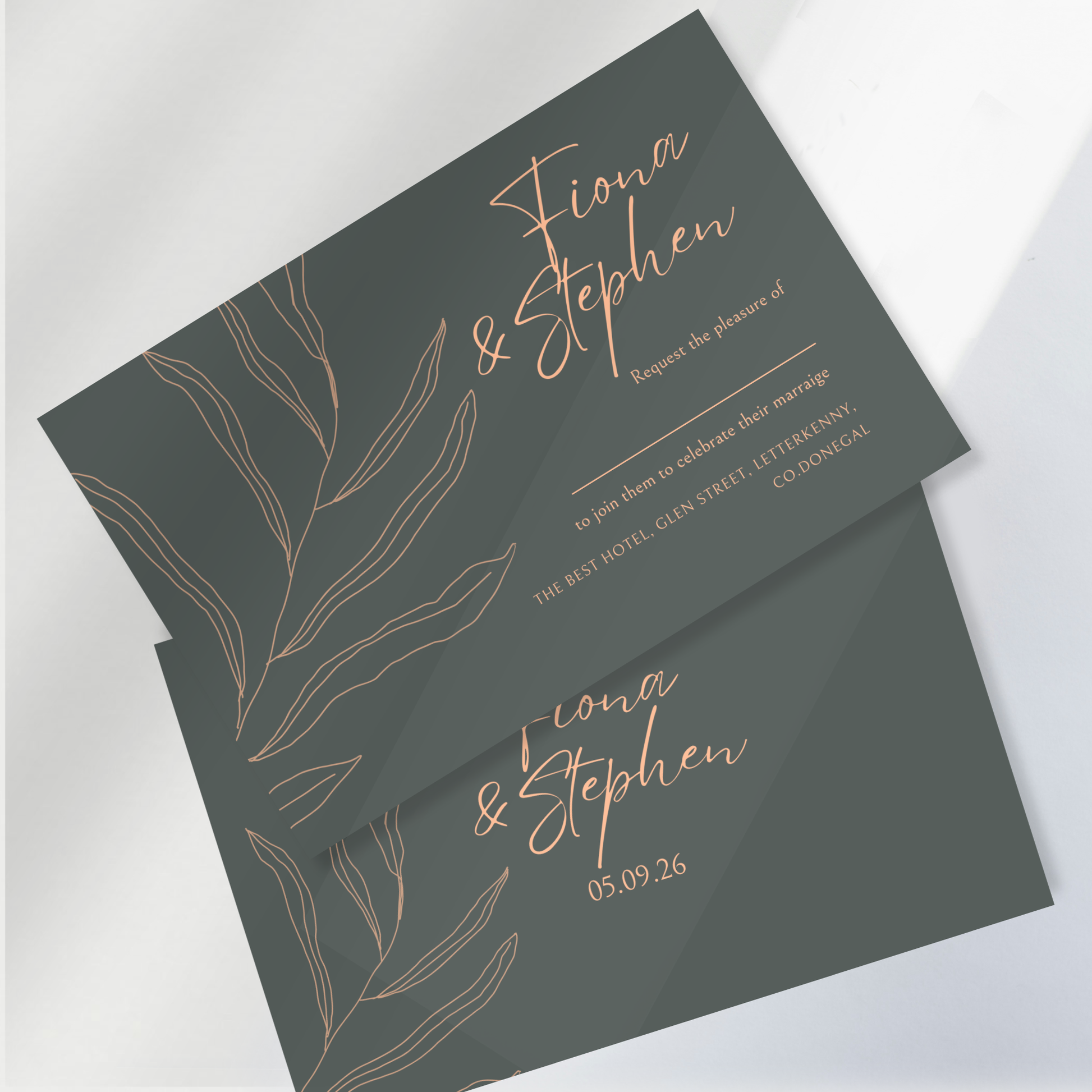 Sage Botanica Minimal Wedding Invitation Suite (Print-Ready PDF Files)