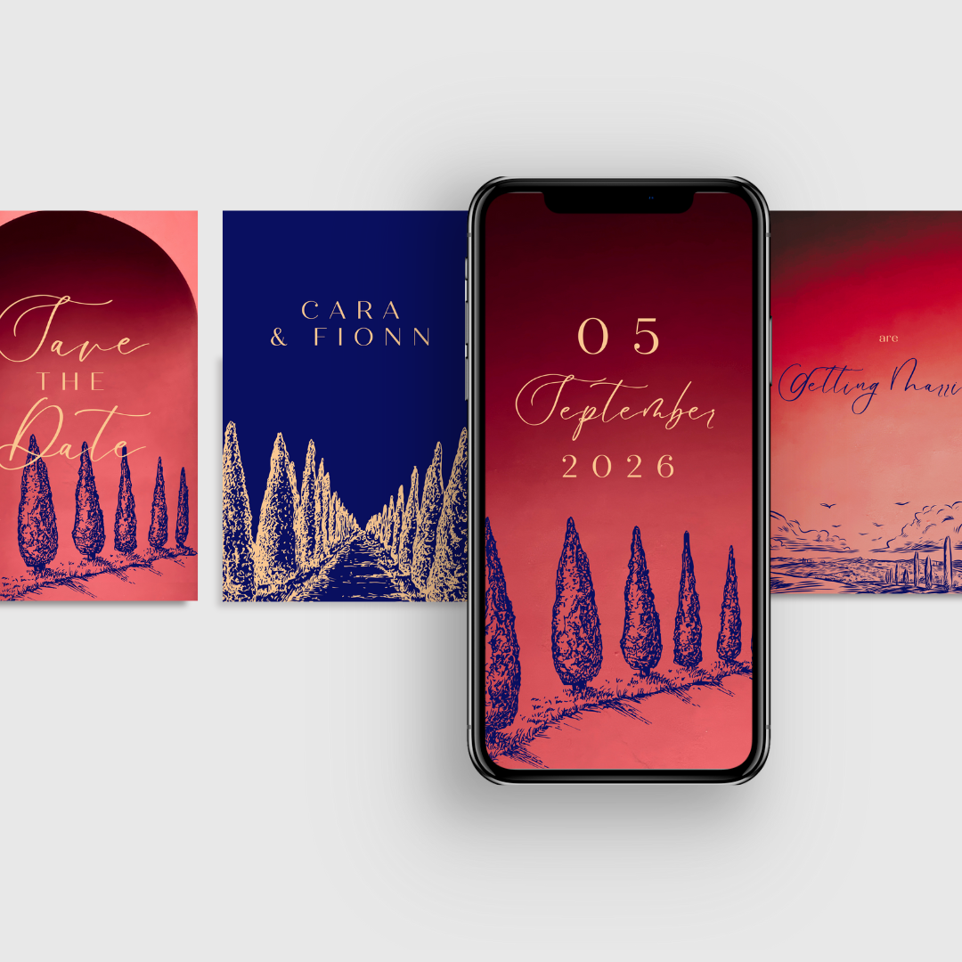 Tuscan Save the Date Video Invitation | Custom Wedding Evite | Mobile Video Invite – Done For You