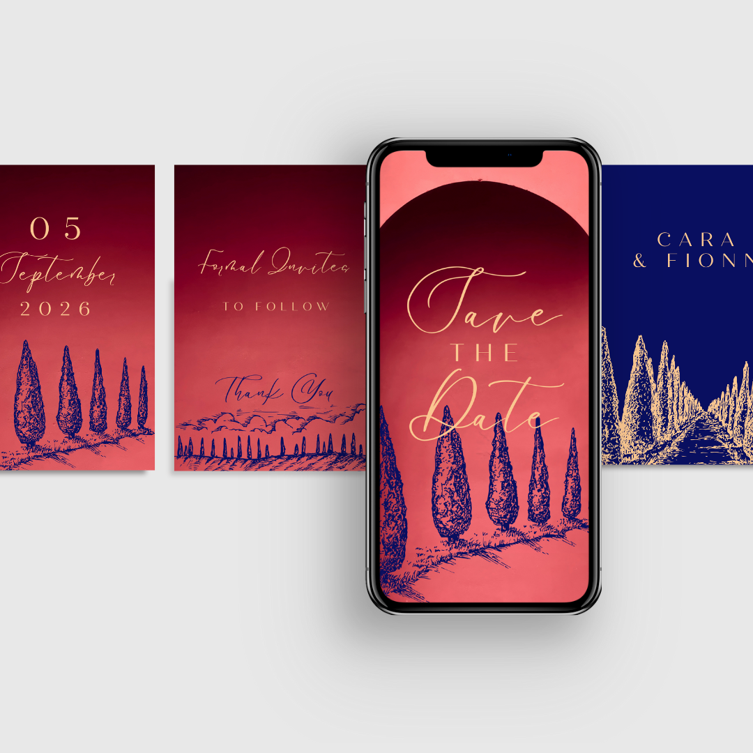 Tuscan Save the Date Video Invitation | Custom Wedding Evite | Mobile Video Invite – Done For You