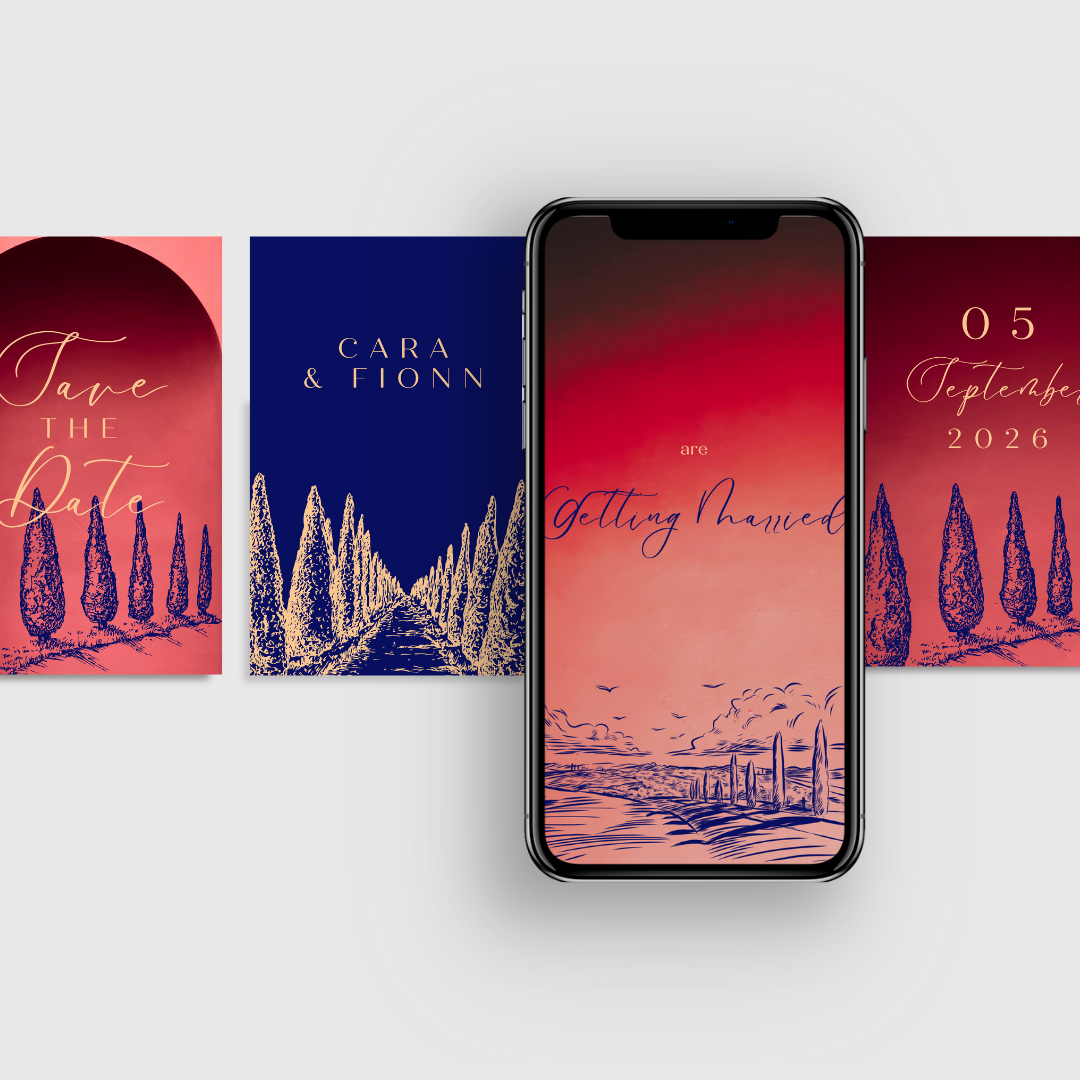 Tuscan Save the Date Video Invitation | Custom Wedding Evite | Mobile Video Invite – Done For You