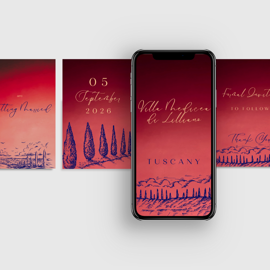 Tuscan Save the Date Video Invitation | Custom Wedding Evite | Mobile Video Invite – Done For You