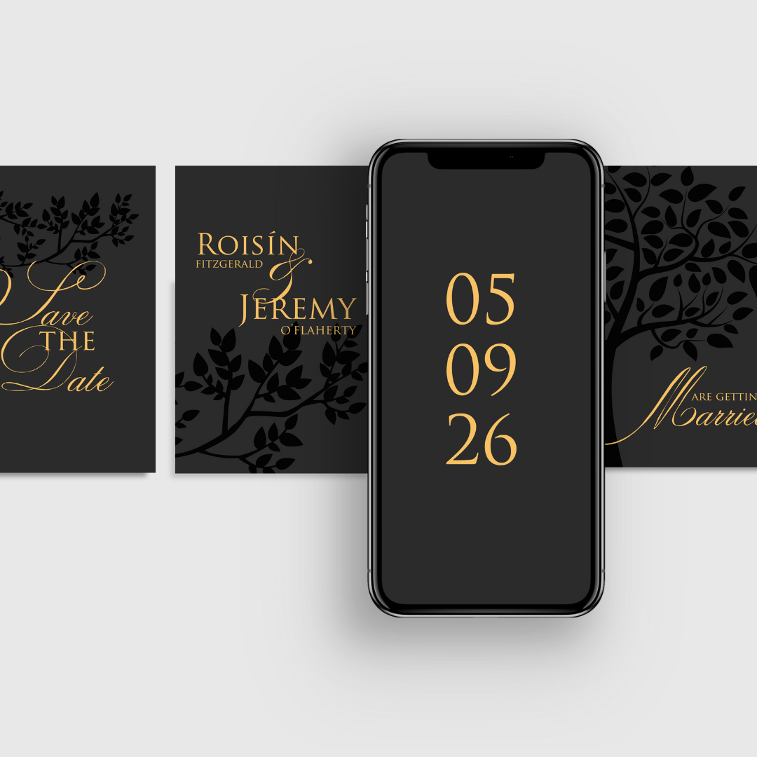 Midnight Botanical Save the Date Mobile Video Invitation