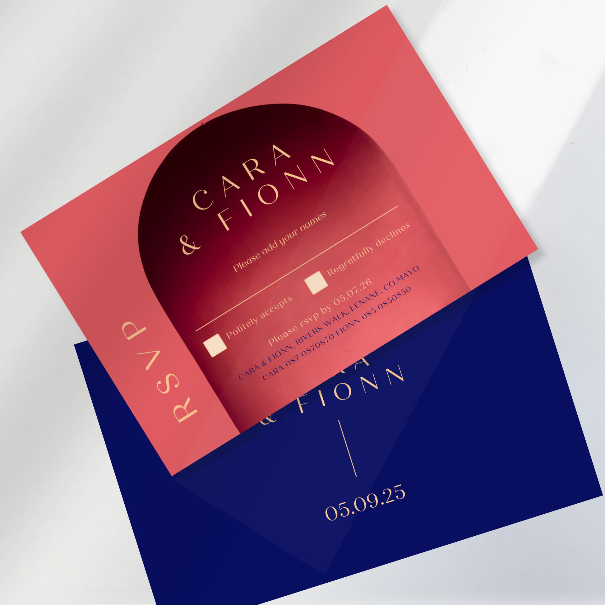 Tuscan Arch Watercolour Wedding Invitation Suite (Print-Ready PDF Files)