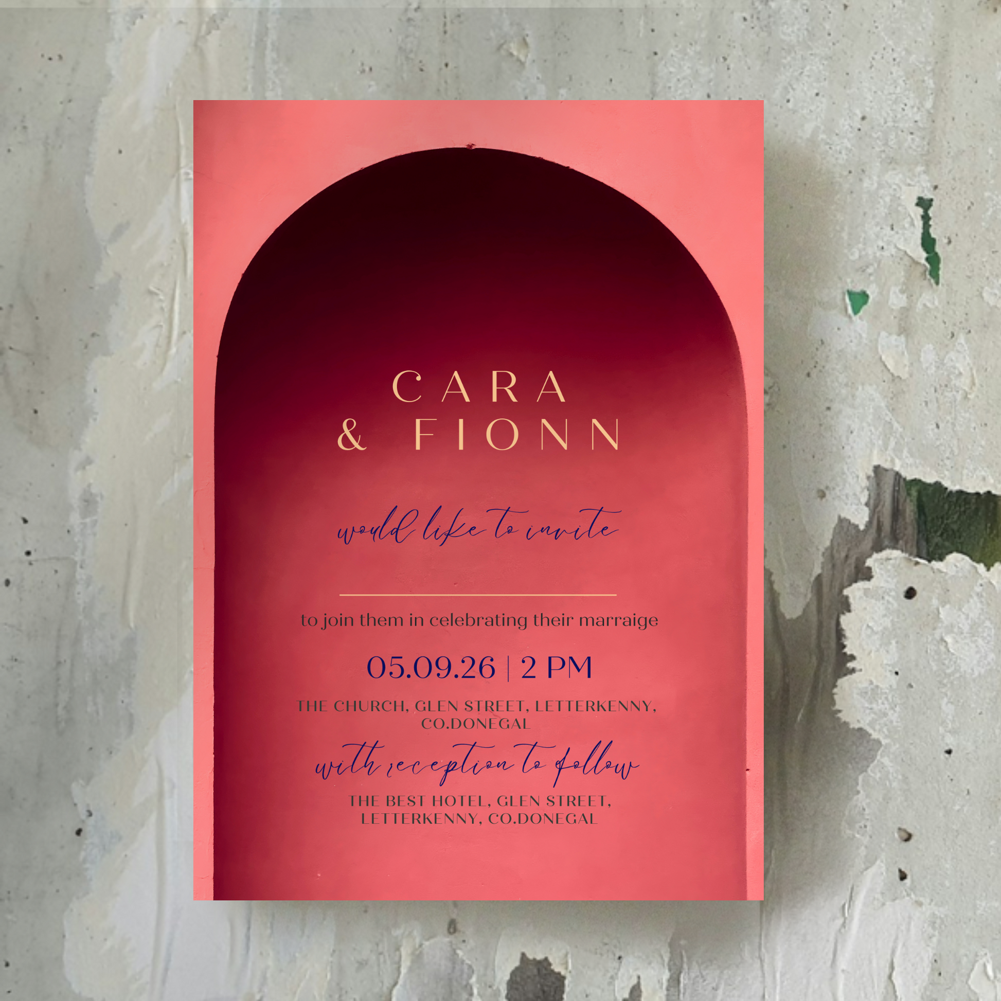 Tuscan Arch Watercolour Wedding Invitation Suite (Print-Ready PDF Files)