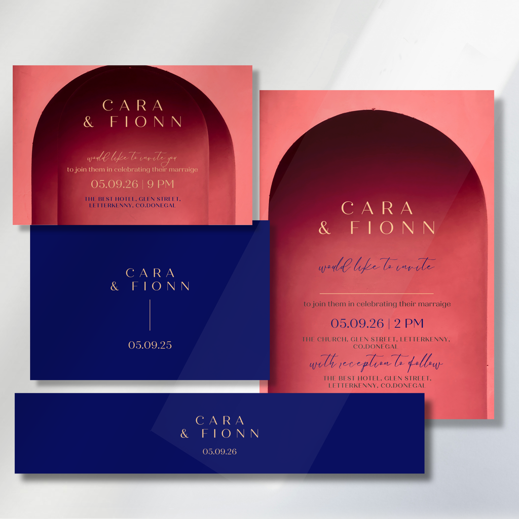 Tuscan Arch Watercolour Wedding Invitation Suite (Print-Ready PDF Files)