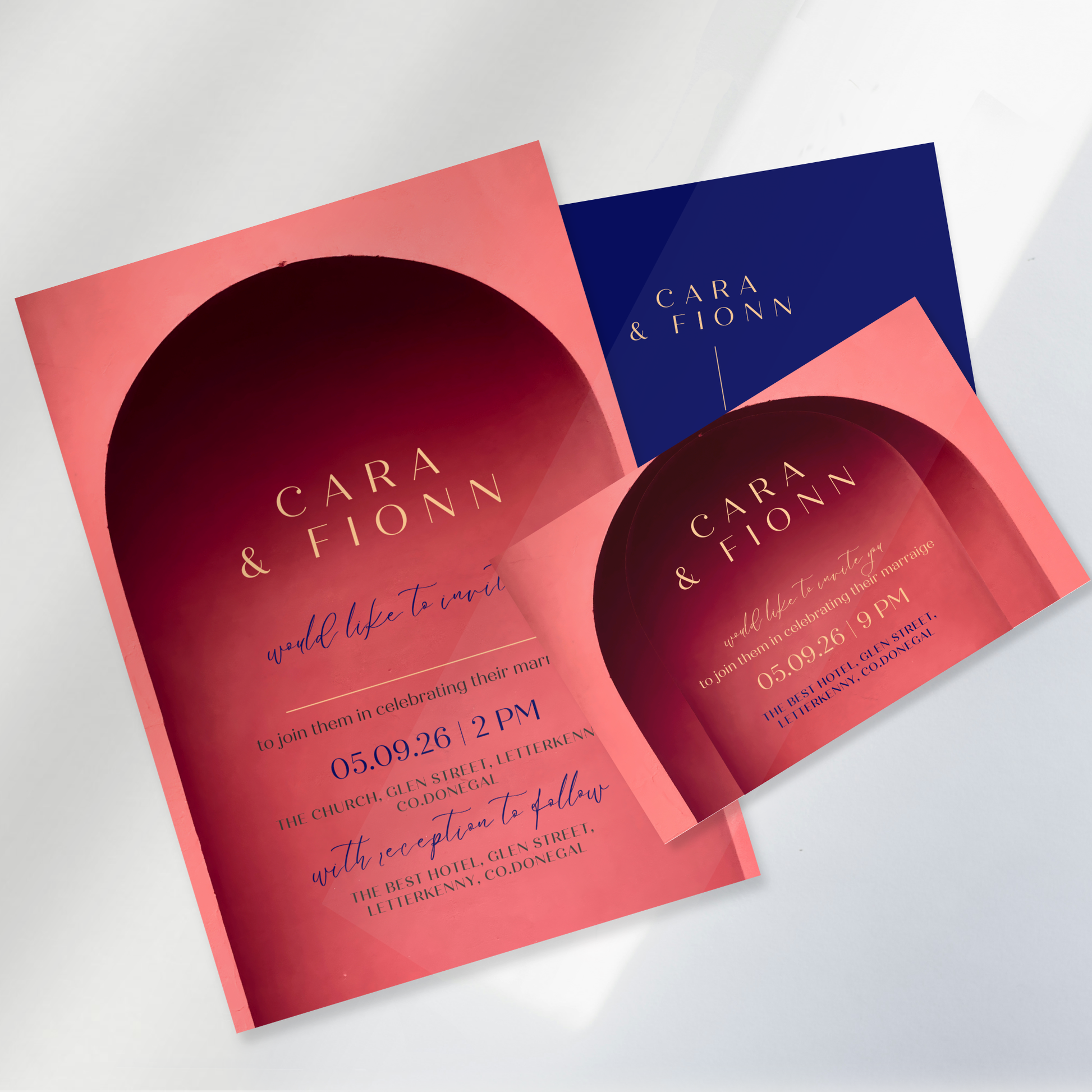 Tuscan Arch Watercolour Wedding Invitation Suite (Print-Ready PDF Files)