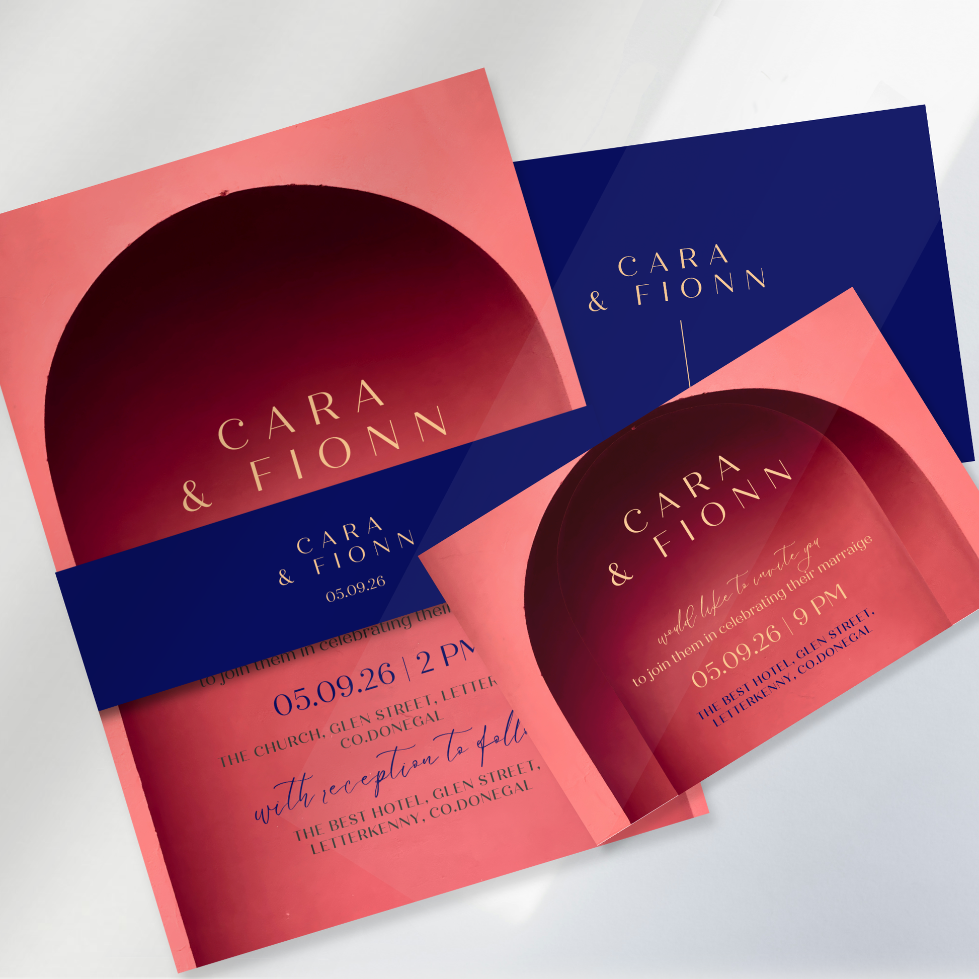 Tuscan Arch Watercolour Wedding Invitation Suite (Print-Ready PDF Files)