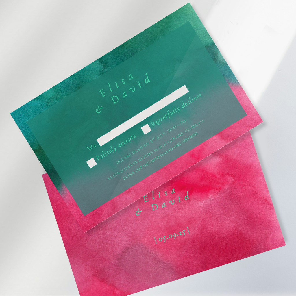 Wild Bloom Watercolour Wedding Invitation Suite (Print-Ready PDF Files)