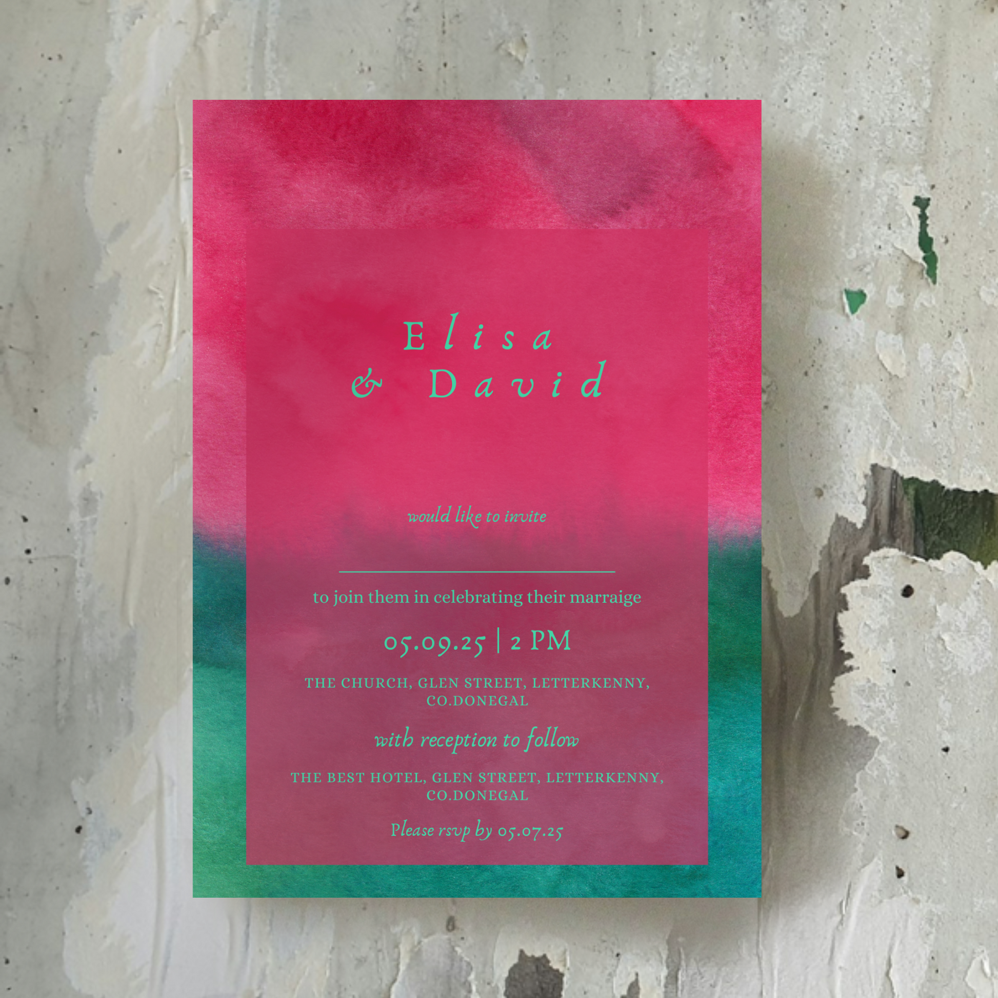 Wild Bloom Watercolour Wedding Invitation Suite (Print-Ready PDF Files)