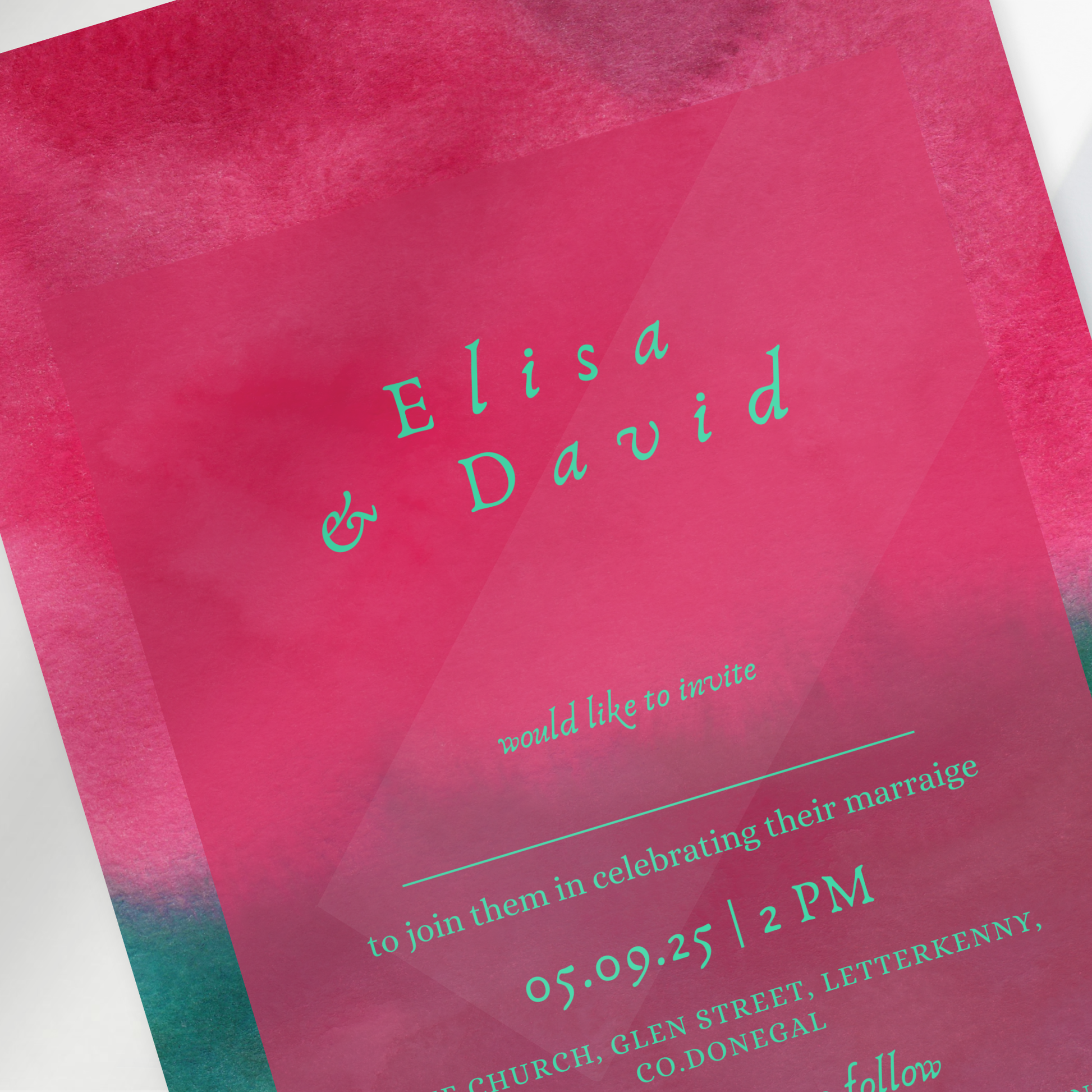 Wild Bloom Watercolour Wedding Invitation Suite (Print-Ready PDF Files)