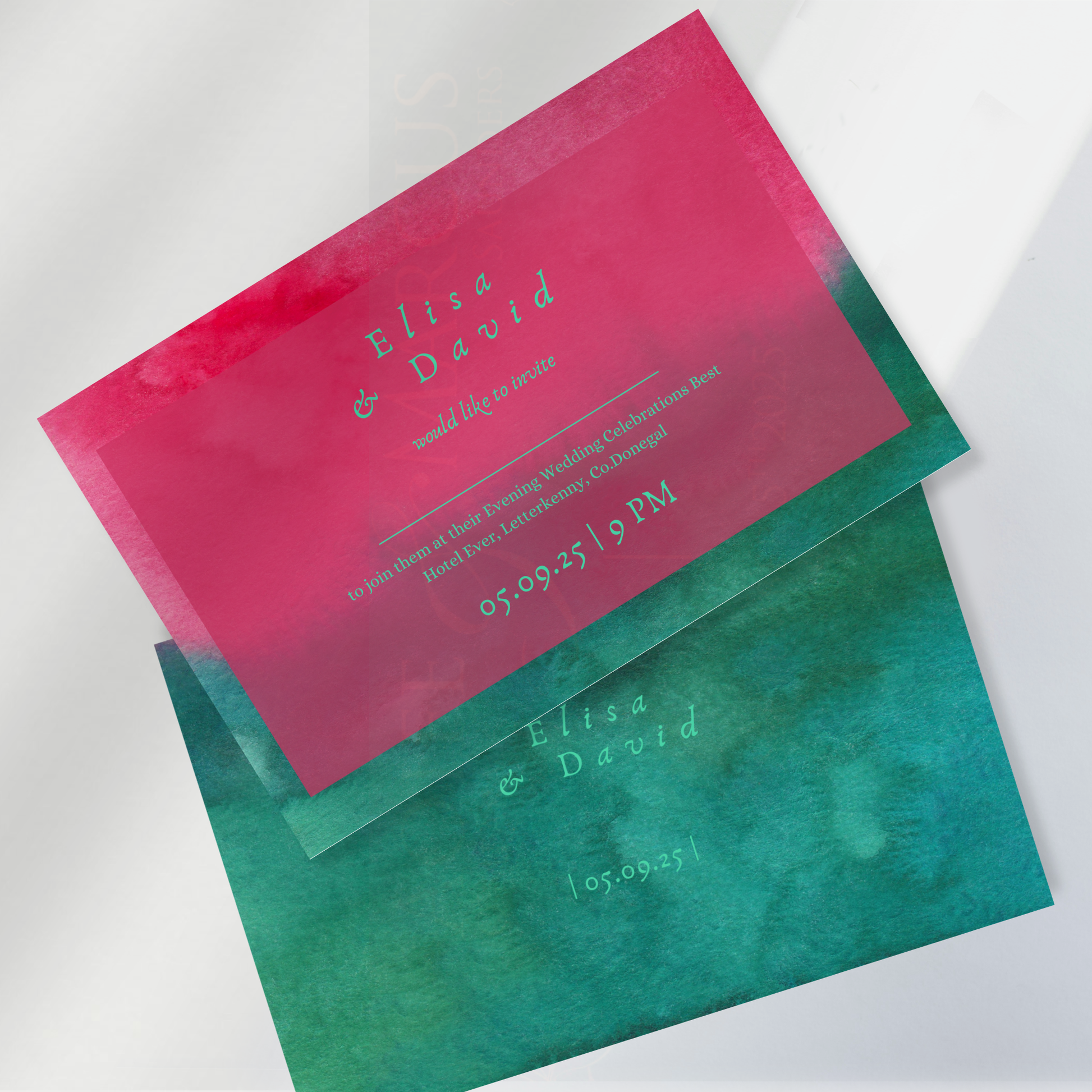 Wild Bloom Watercolour Wedding Invitation Suite (Print-Ready PDF Files)